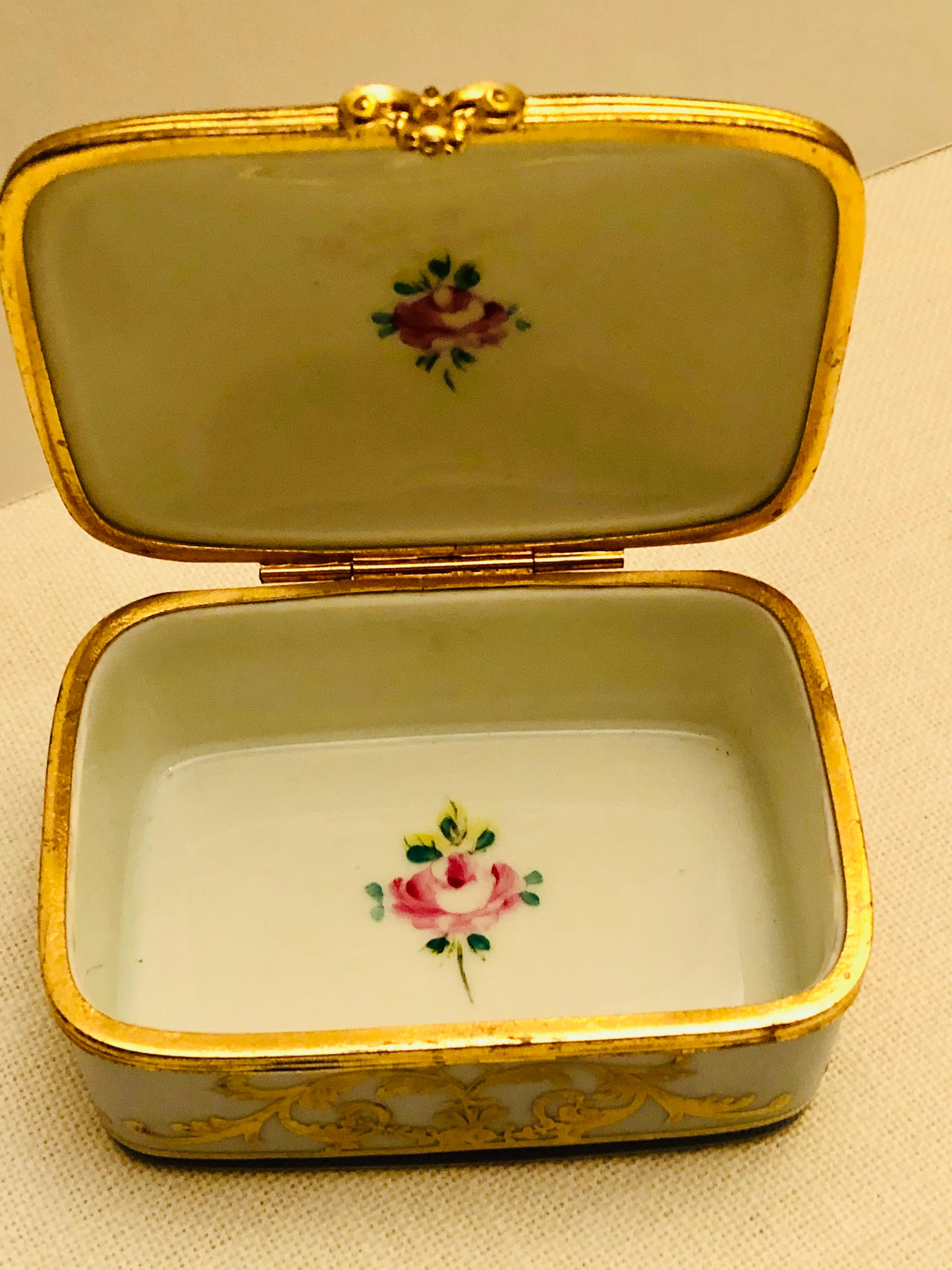 Le Tallec Porcelain Box with Decorated with Flower Bouquets and Raised Gilding 2