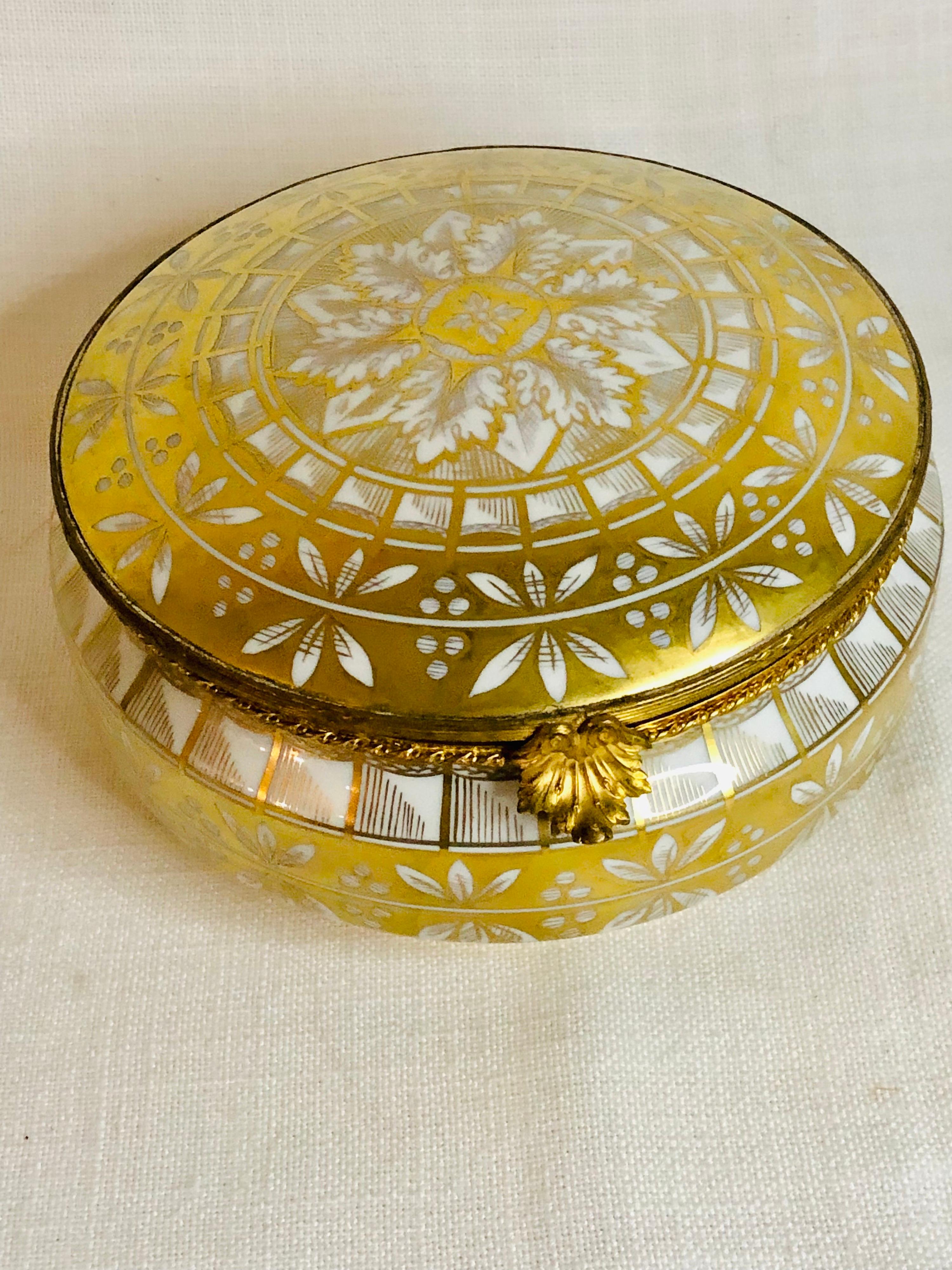 Le Tallec Porcelain Box with Gold Painted Decoration on a White Porcelain Ground 3