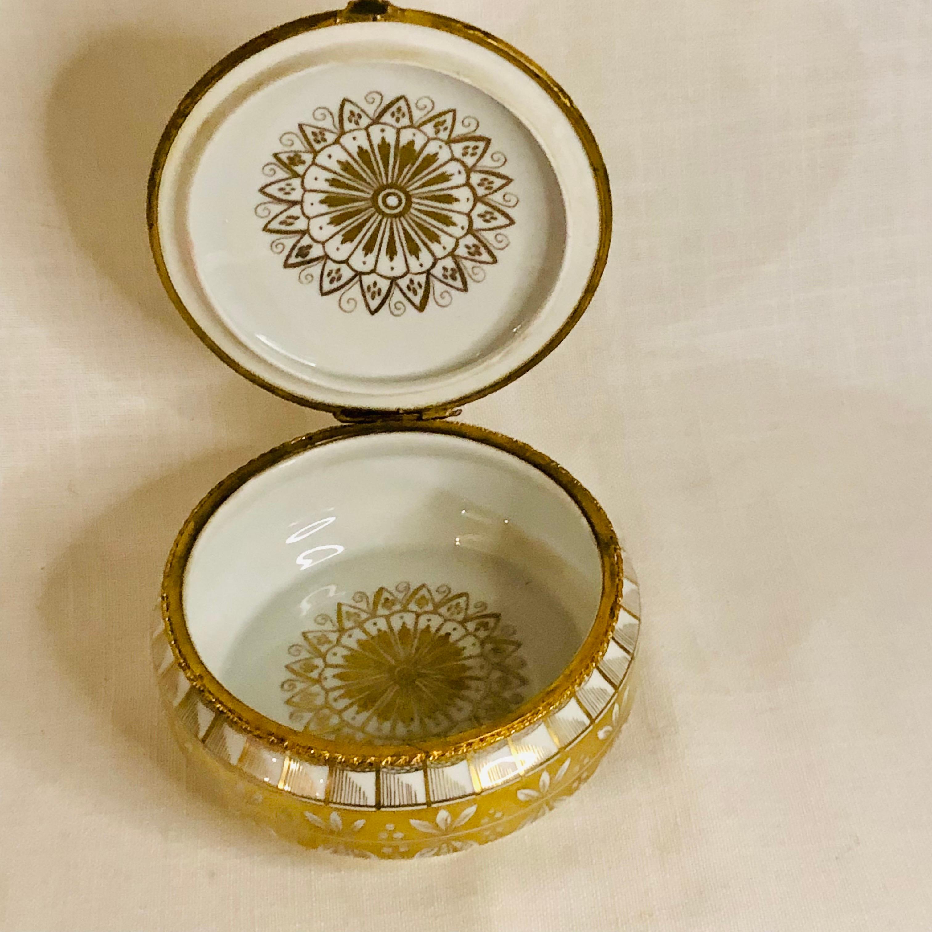 Le Tallec Porcelain Box with Gold Painted Decoration on a White Porcelain Ground 5