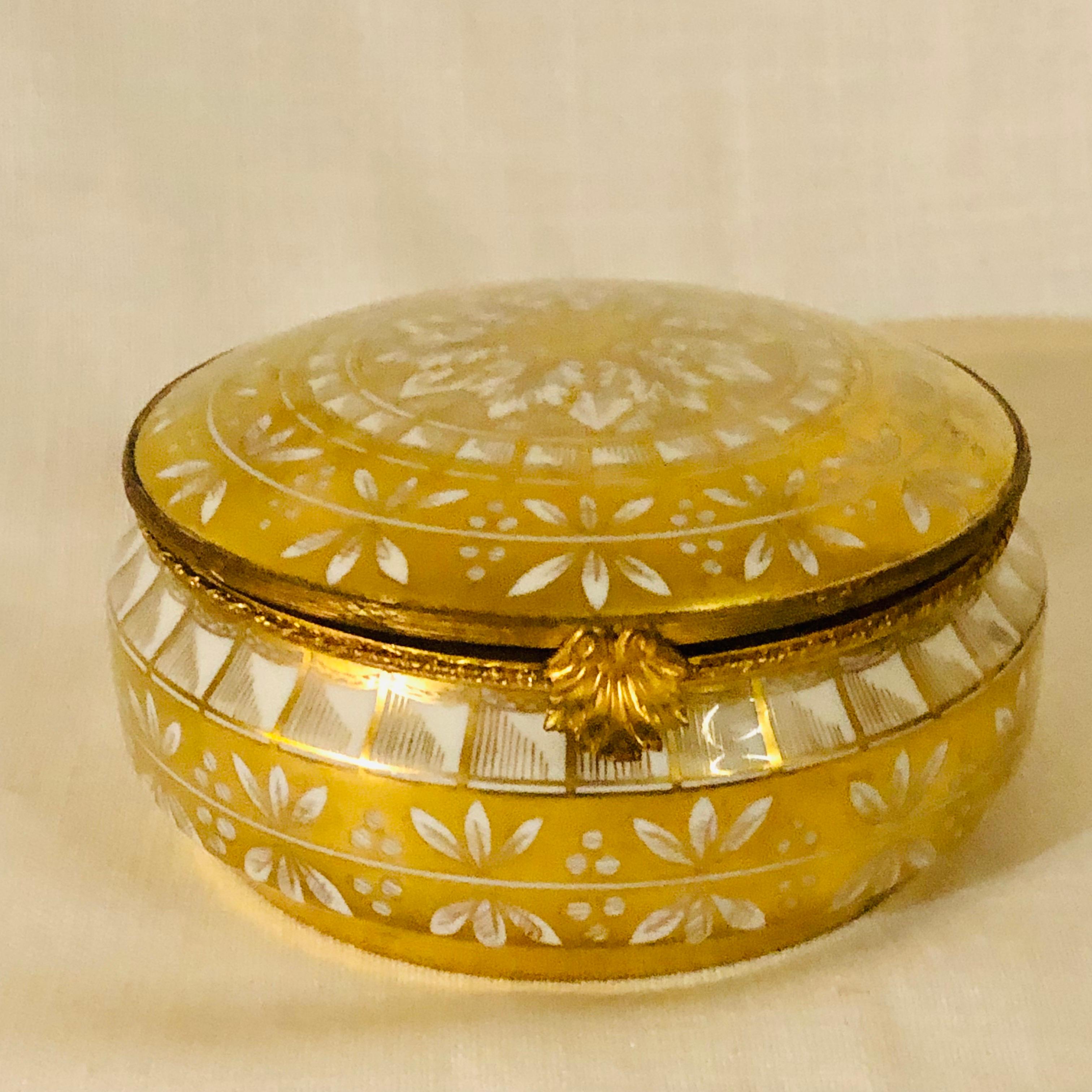 Rococo Le Tallec Porcelain Box with Gold Painted Decoration on a White Porcelain Ground