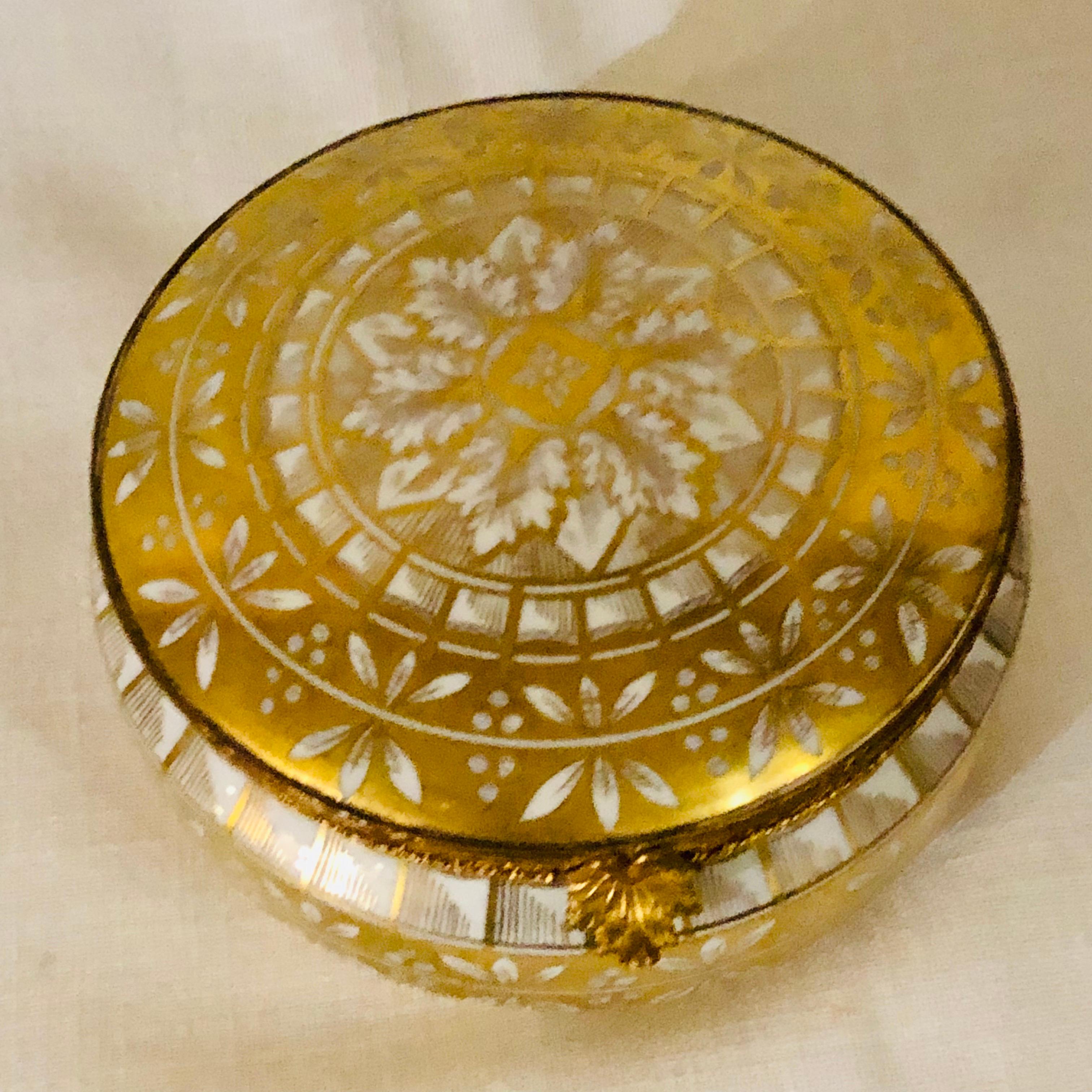 French Le Tallec Porcelain Box with Gold Painted Decoration on a White Porcelain Ground