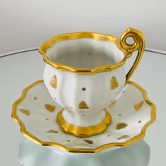 Le Tallec Porcelain Candy Cup and Dish Set with Napoleon Gold Bee Motif, c 1952