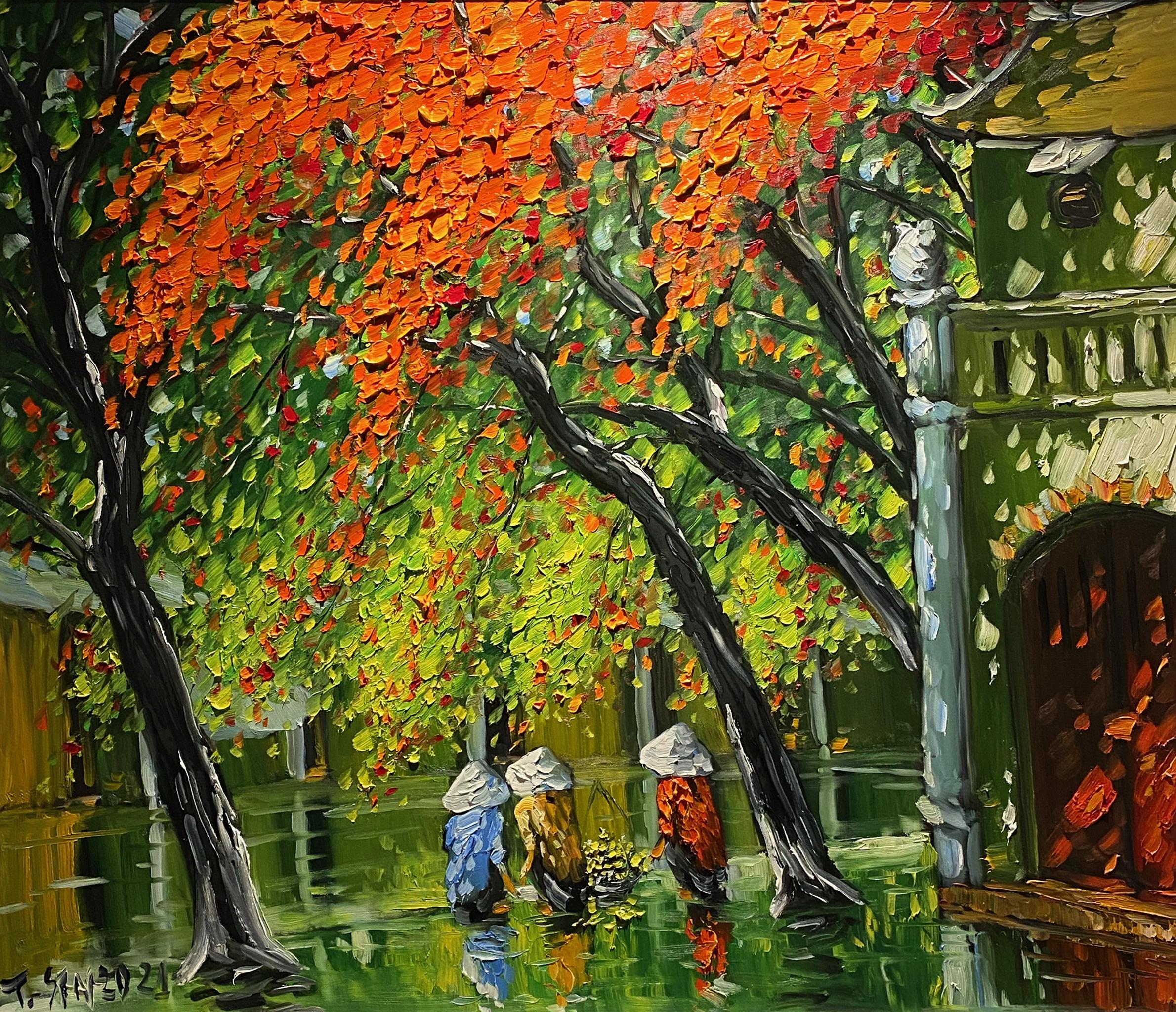 Le Thanh Son Landscape Painting - 
Happy Ladies
 Colorful Impressionist Painting