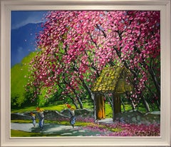 Peinture impressionniste colorée Printemps dans les Highlands