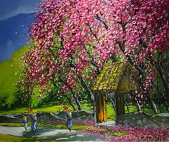 'Spring in Highlands' Colorful Impressionist Painting