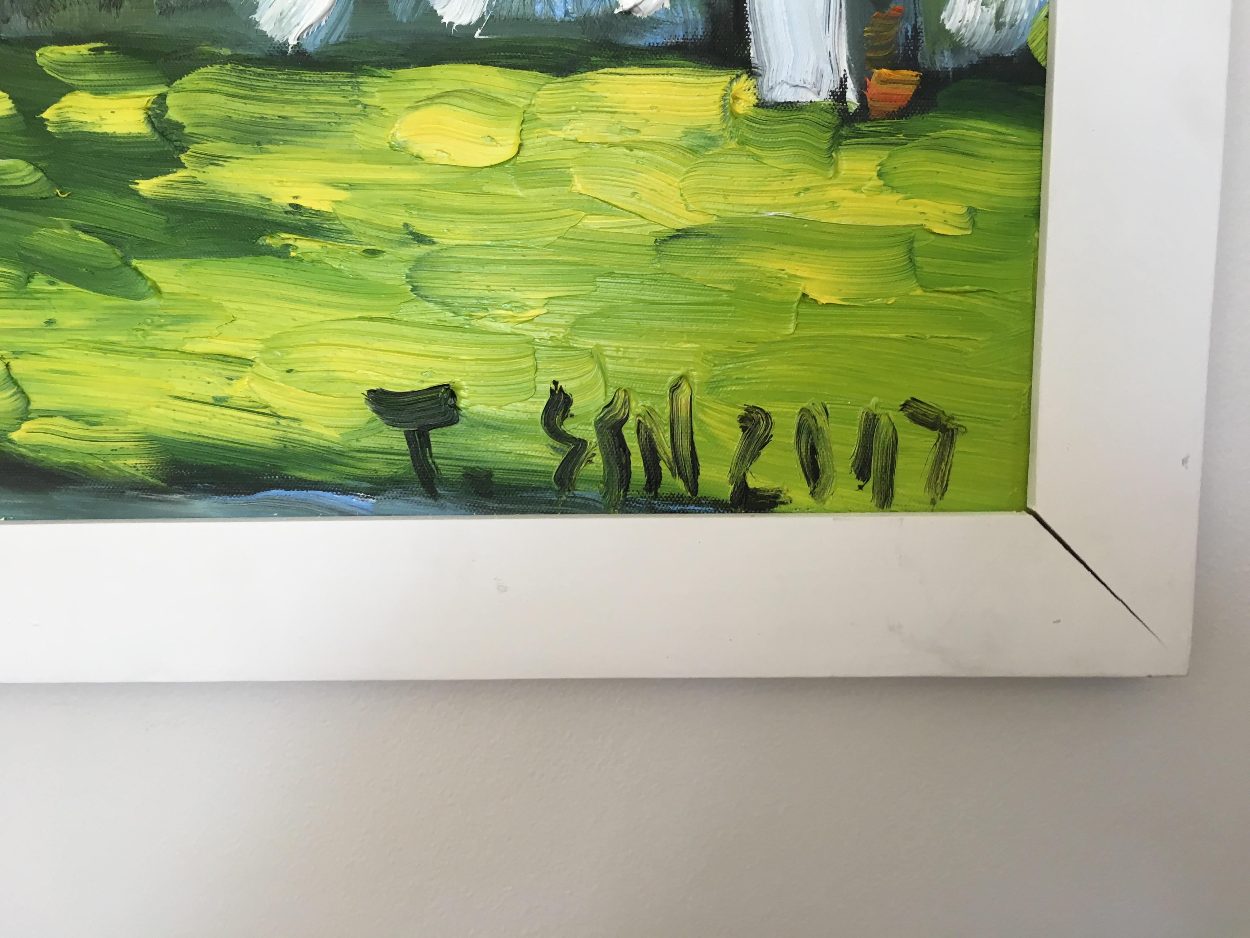 'Summertime Coffee House' Olio su tela Pittura impressionista 3