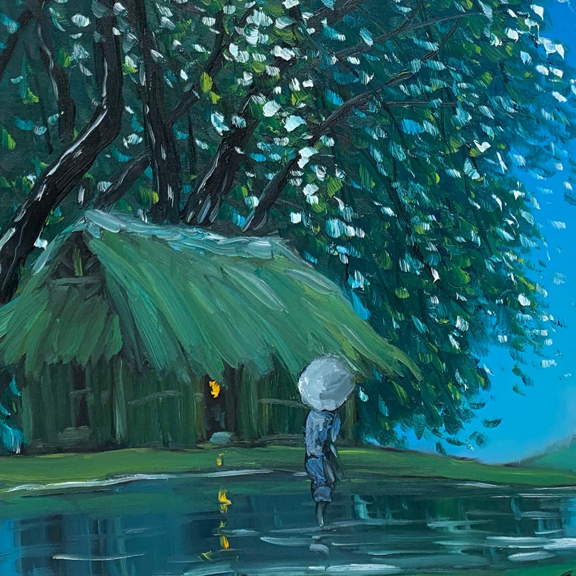 White Night - Blue Landscape Painting by Le Thanh Son