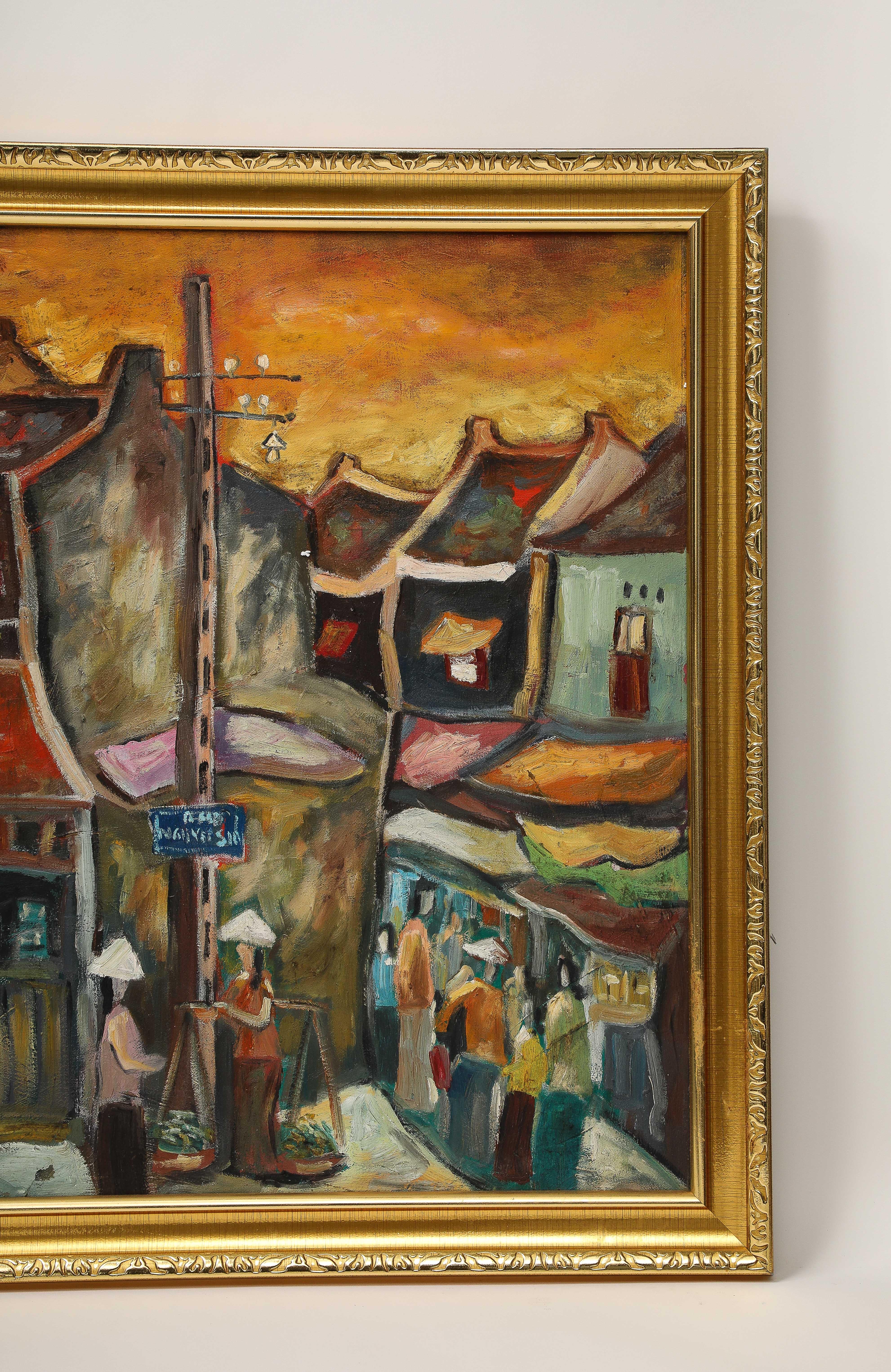 Le Thanh Son est un artiste vietnamien né en 1962. Ses œuvres sont connues au Viêt Nam et cette peinture a été achetée à Hanoi. 
Il est signé AT&T et daté de  2000
Encadré . 