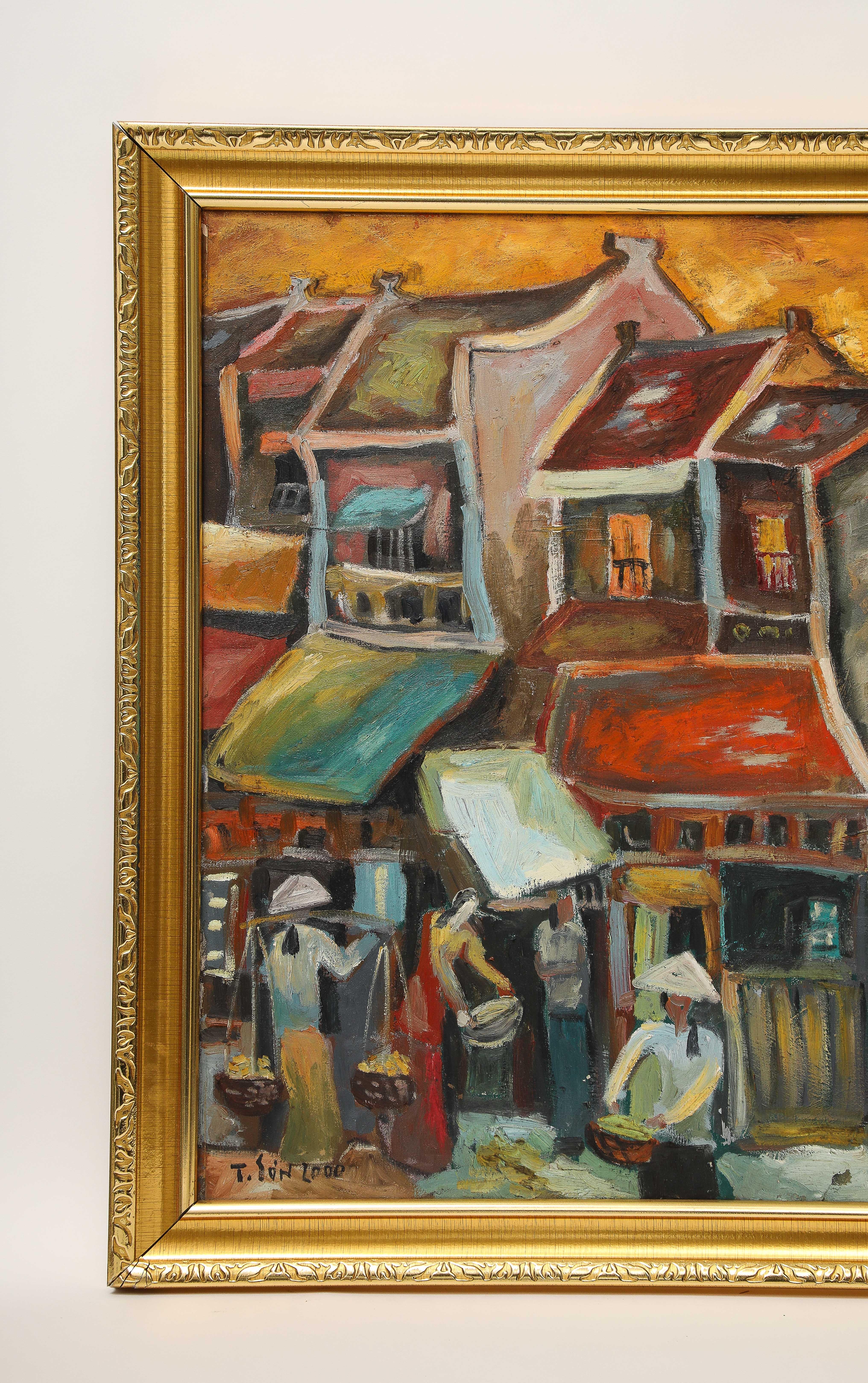 Vietnamien Grande peinture vietnamienne Le Thanh Son en vente