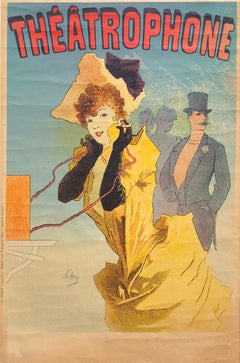Le Théâtrophone - Cartel litografía Art Nouveau vintage de Jules Cheret
