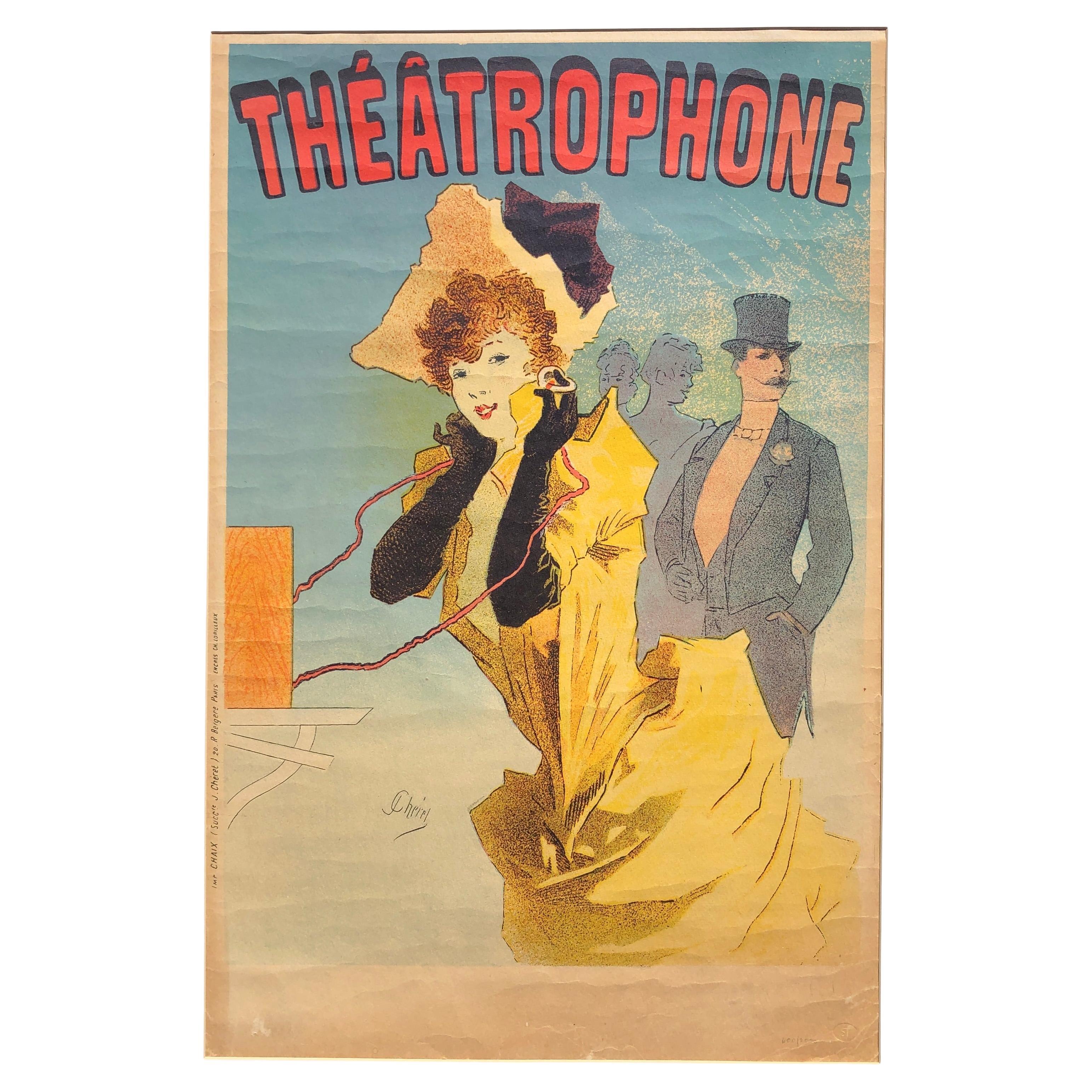 Le Théâtrophone - Vintage Art Nouveau Lithograph Poster by Jules Cheret