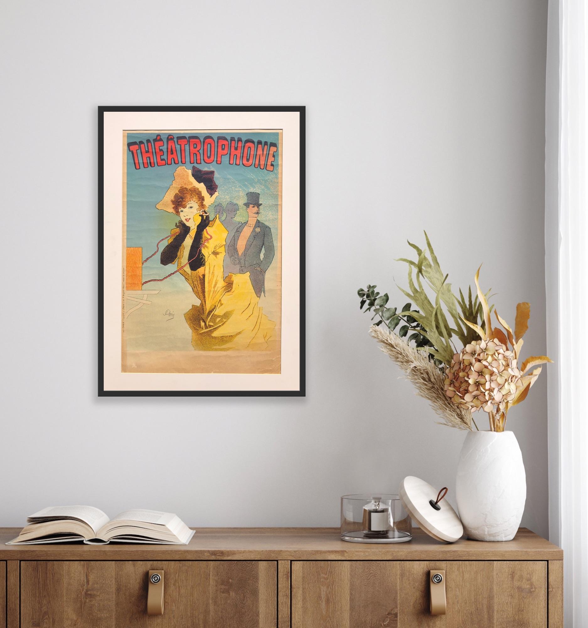 Le Théâtrophone - Vintage Art Nouveau Lithograph Poster by Jules Cheret en vente 1