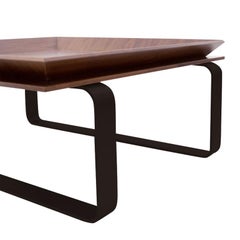 "Le Tray" Curved Brass Legs, Coffee Table / Cocktail Table, Walnut/Oiled Bronze