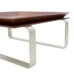 "Le Tray" Curved Brass Legs, Walnut/Polished Nickel