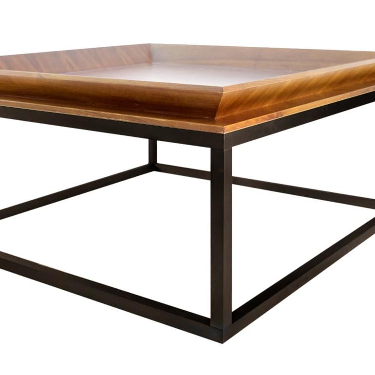 Modern Le Tray Straight Legs, Coffee Table or Cocktail Table, Oak/Oiled Bronze For Sale