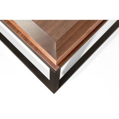 Le Tray Straight Legs, Coffee Table or Cocktail Table, Walnut/Oiled Bronze