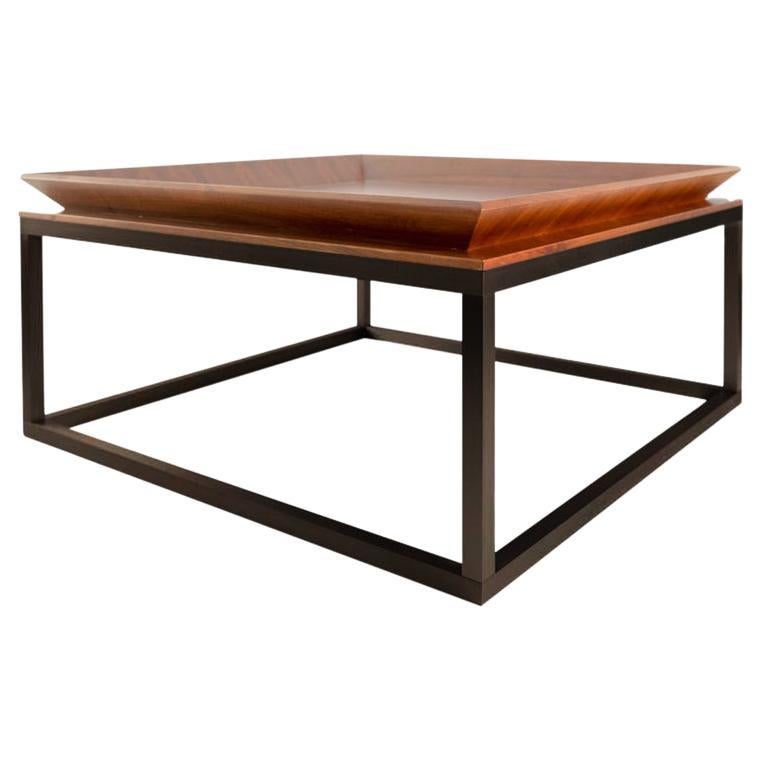 Le Tray Straight Legs, Coffee Table or Cocktail Table, Walnut/Oiled Bronze For Sale