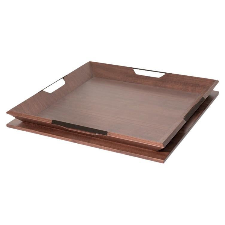 Le Tray, Walnut/ Oiled Bronze For Sale