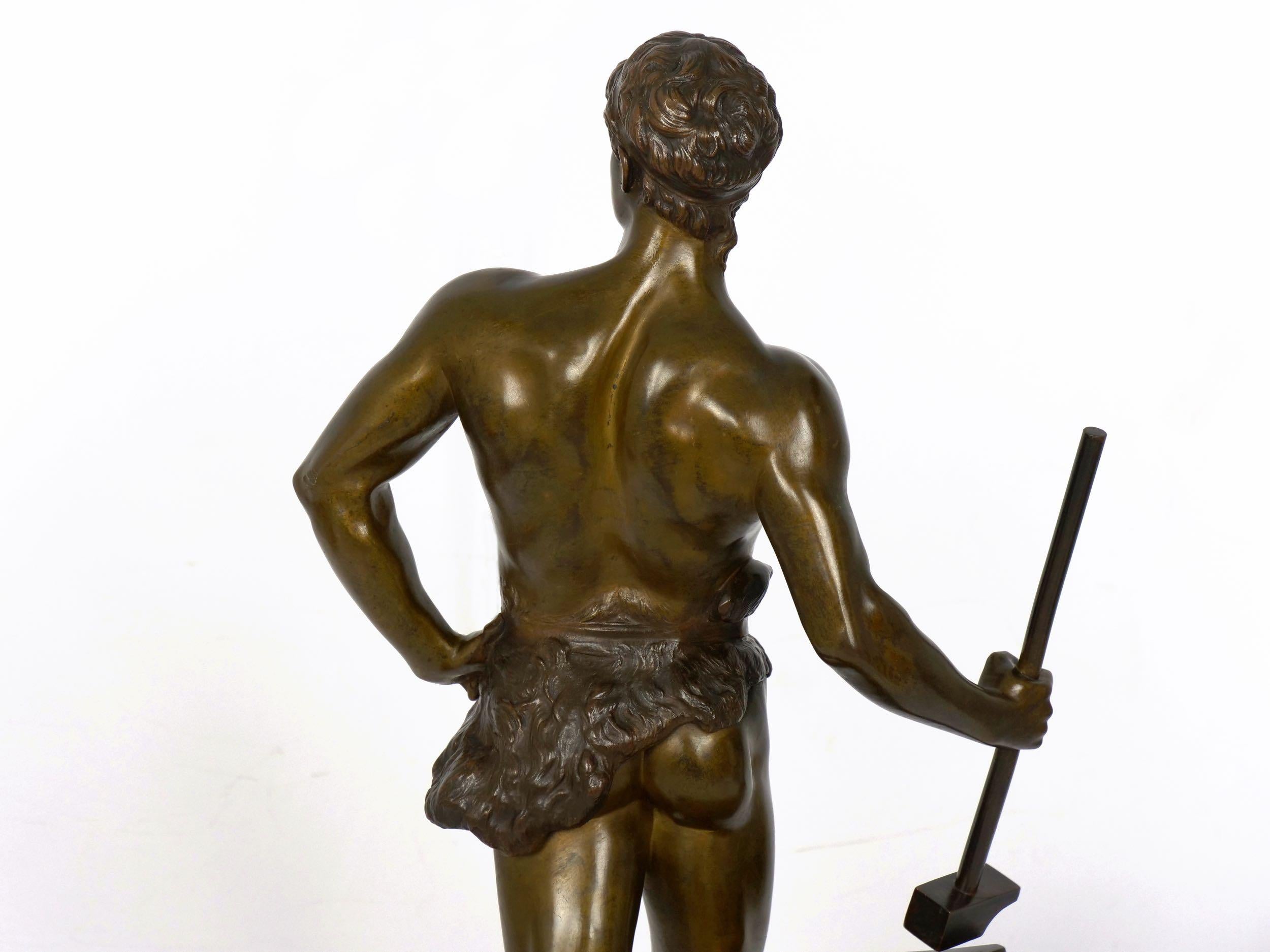 “Le Trevail” French Antique Bronze Sculpture of Blacksmith by Maurice Constant 10