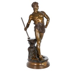 Antique French Bronze Sculpture of “Le Trevail” by Maurice Constant