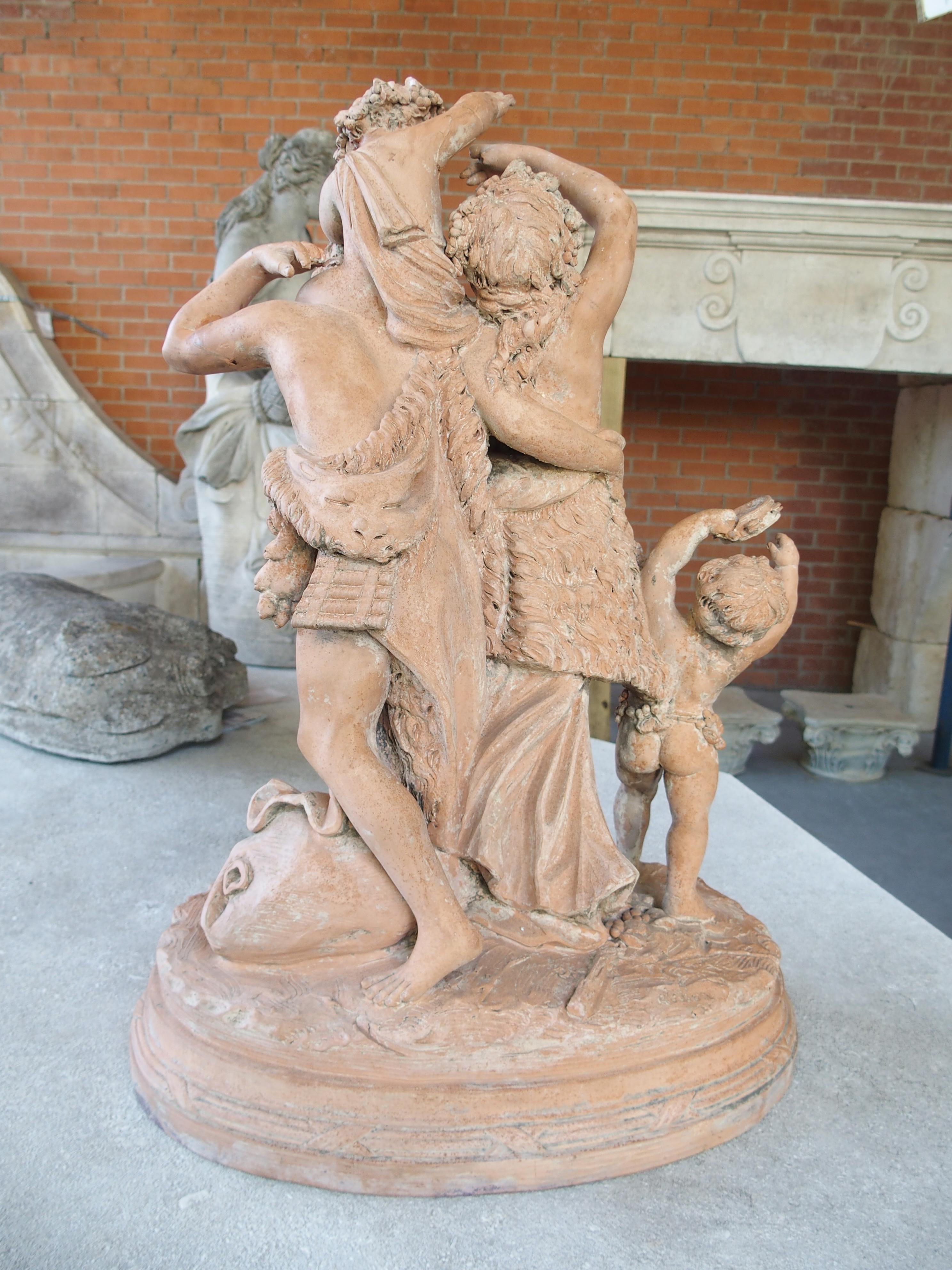 Le Triomphe de Bacchus, 19th Century French Terra Cotta Sculpture after Clodion For Sale 11