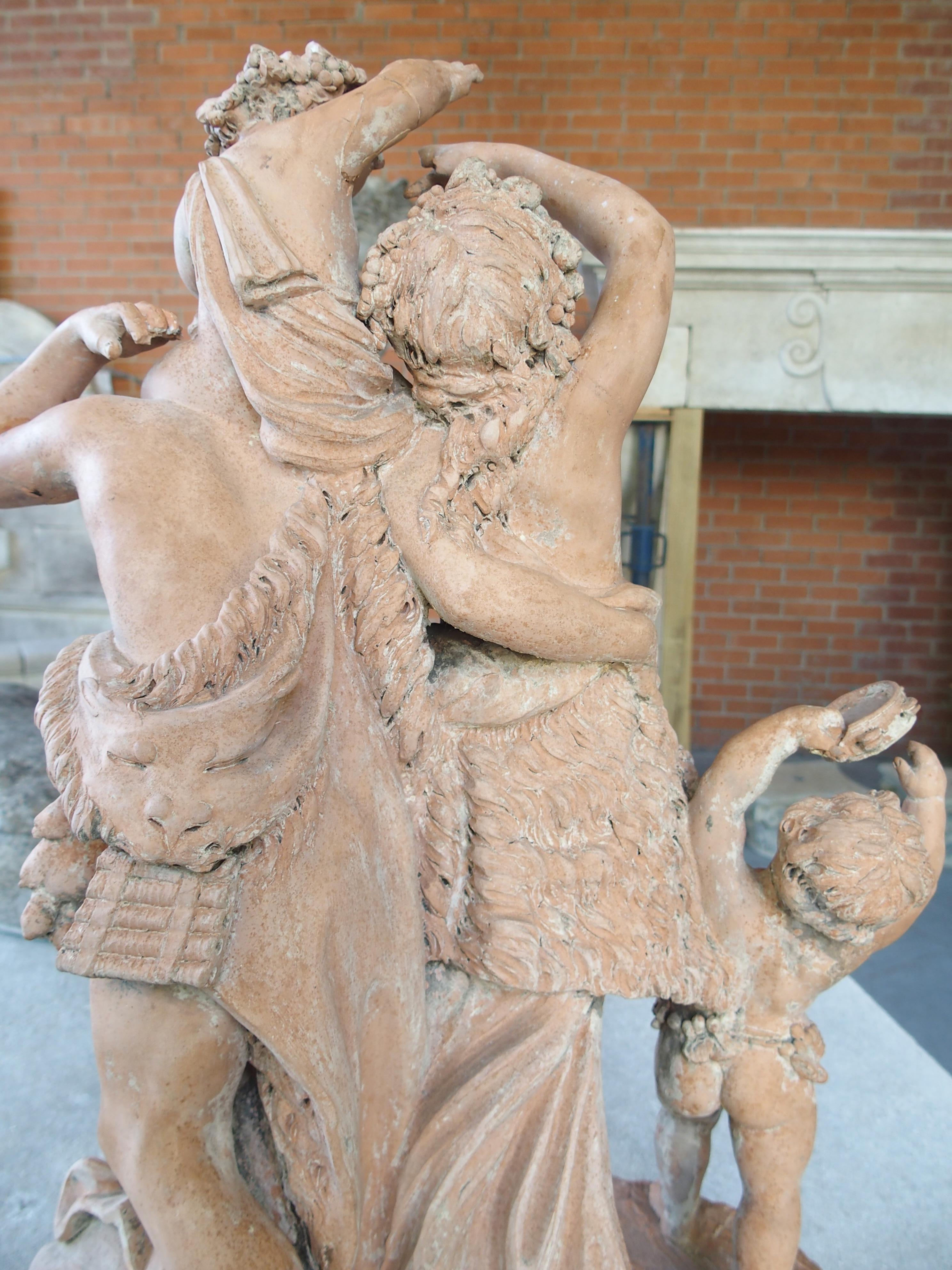 Le Triomphe de Bacchus, 19th Century French Terra Cotta Sculpture after Clodion For Sale 14