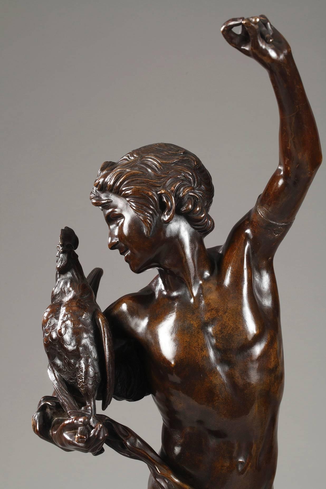 Bronze Le vainqueur du combat de coqs by Alexandre Falguière