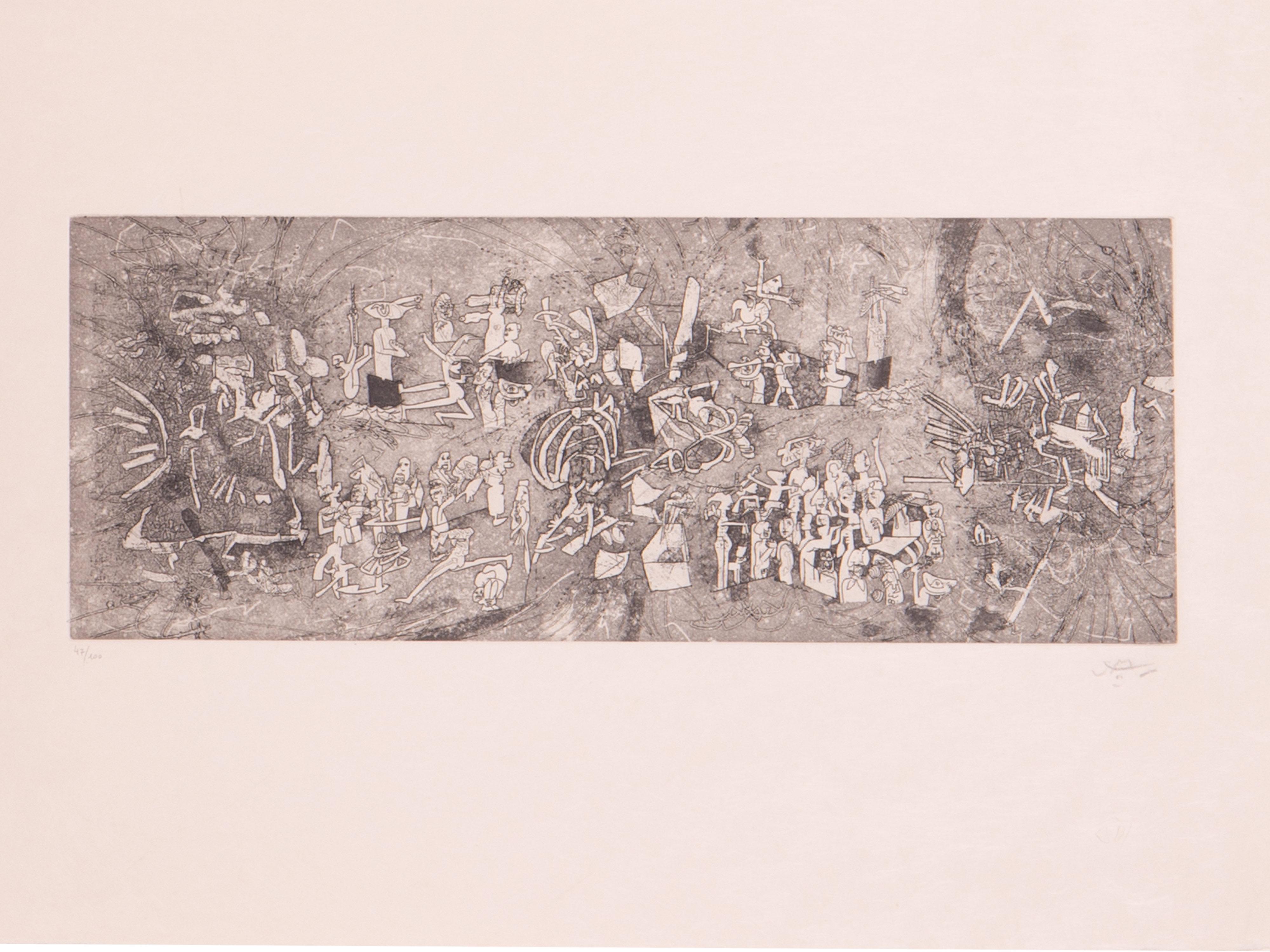 Carpeta Le Verbo Hommérica con 6 aguafuertes firmados y numerados de Roberto Matta Italiano en venta
