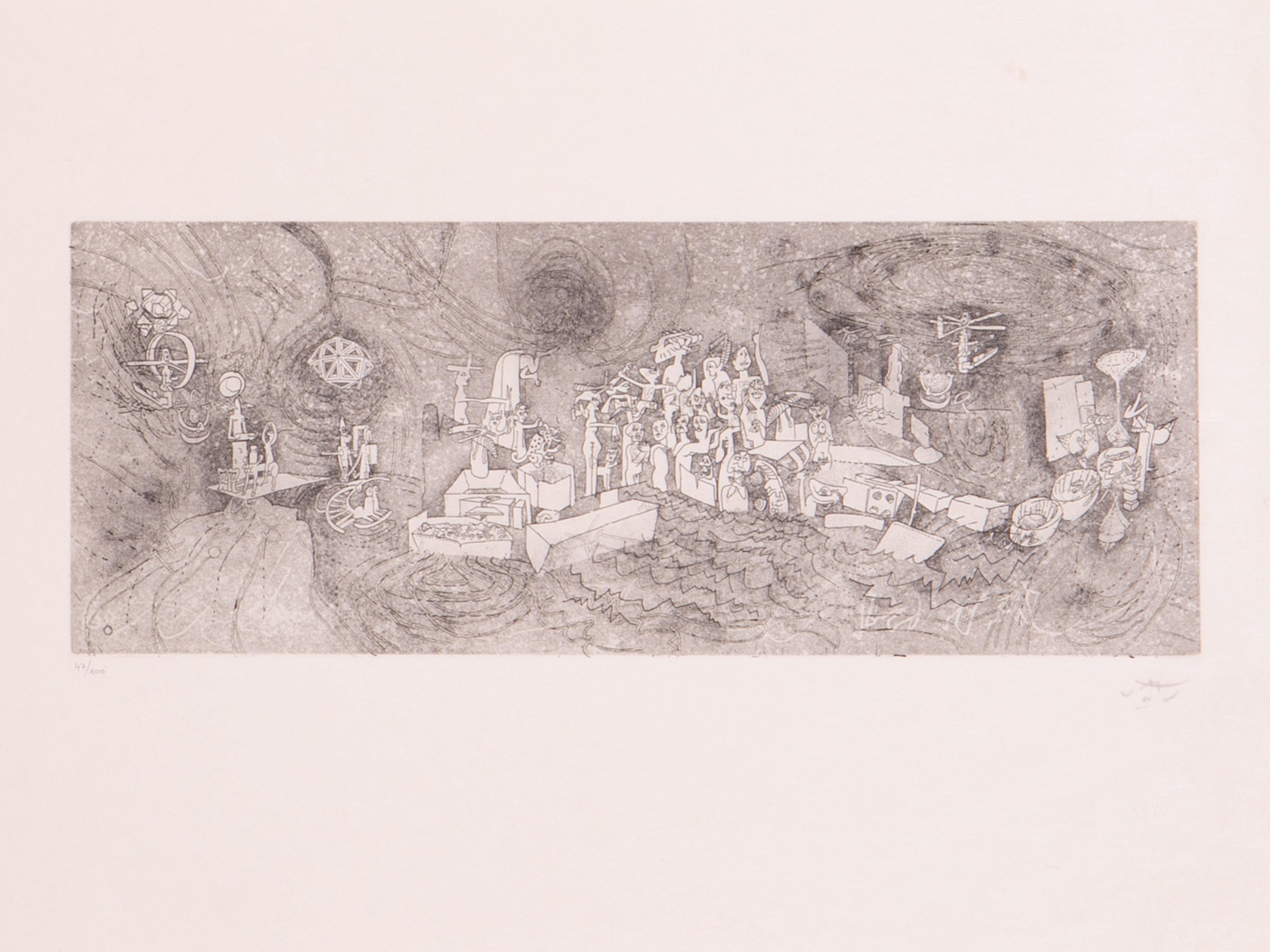 Carpeta Le Verbo Hommérica con 6 aguafuertes firmados y numerados de Roberto Matta Grabado en venta