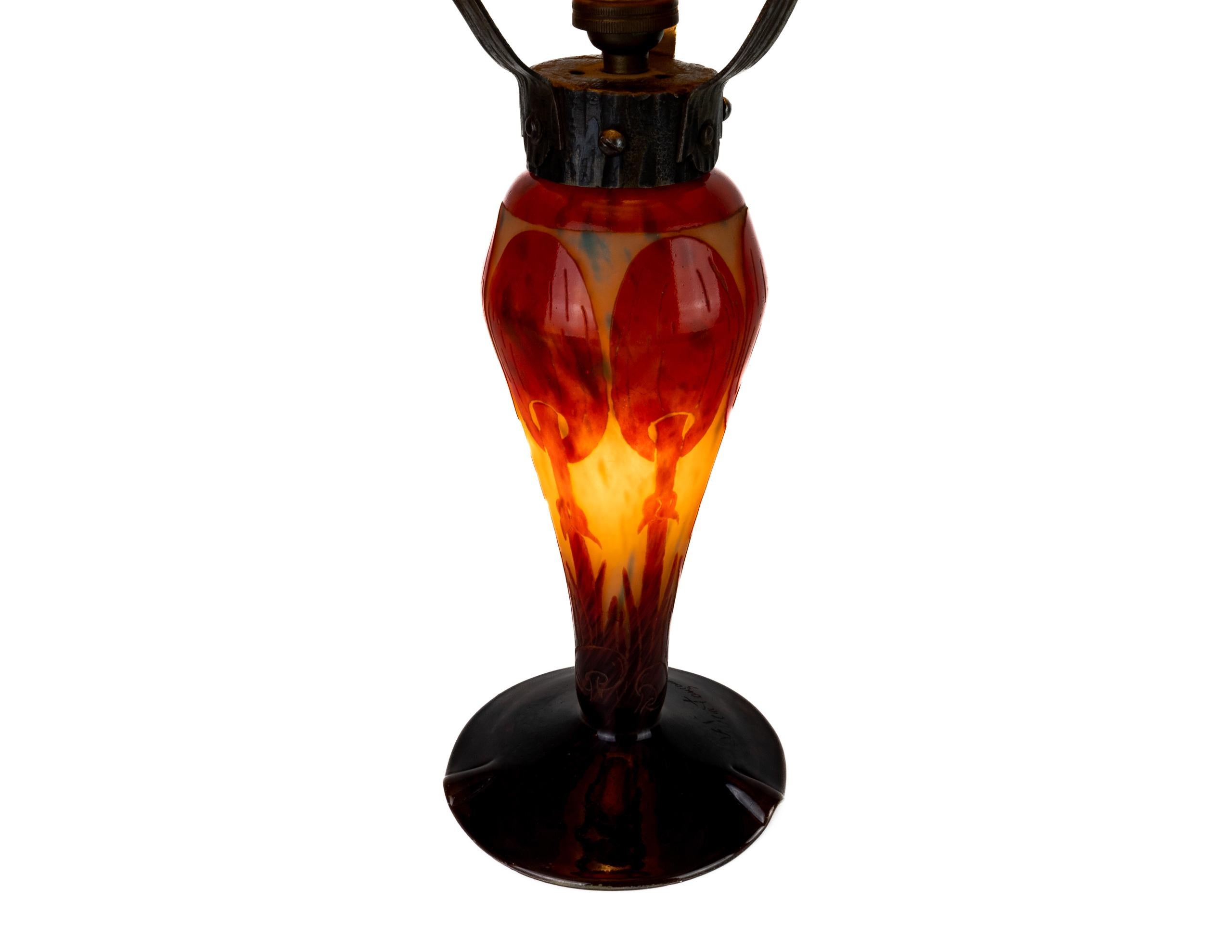 Le Verre Français – Art Deco table lamp in the “Coprin” motif – 1923 / 1926 4