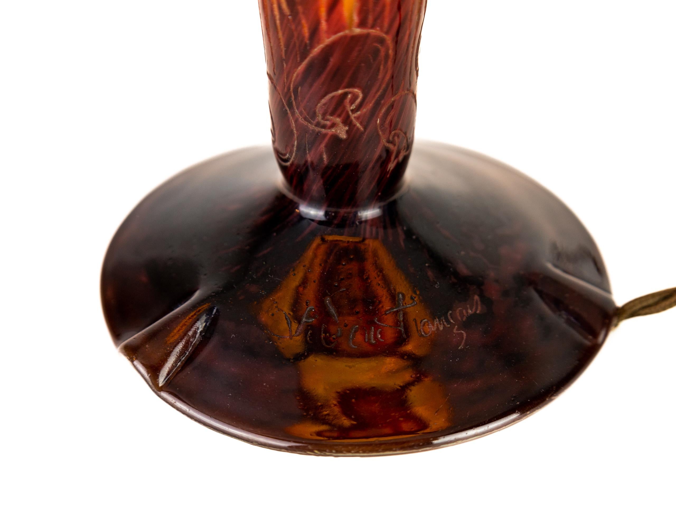 Le Verre Français – Art Deco table lamp in the “Coprin” motif – 1923 / 1926 6