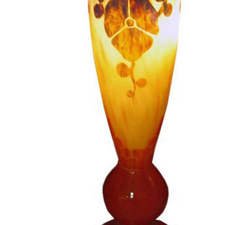 20th Century Le Verre Francais Art Deco Vase For Sale