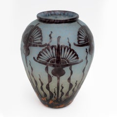 Vase en verre artistique Art nouveau français par Charles Schneider, 1924