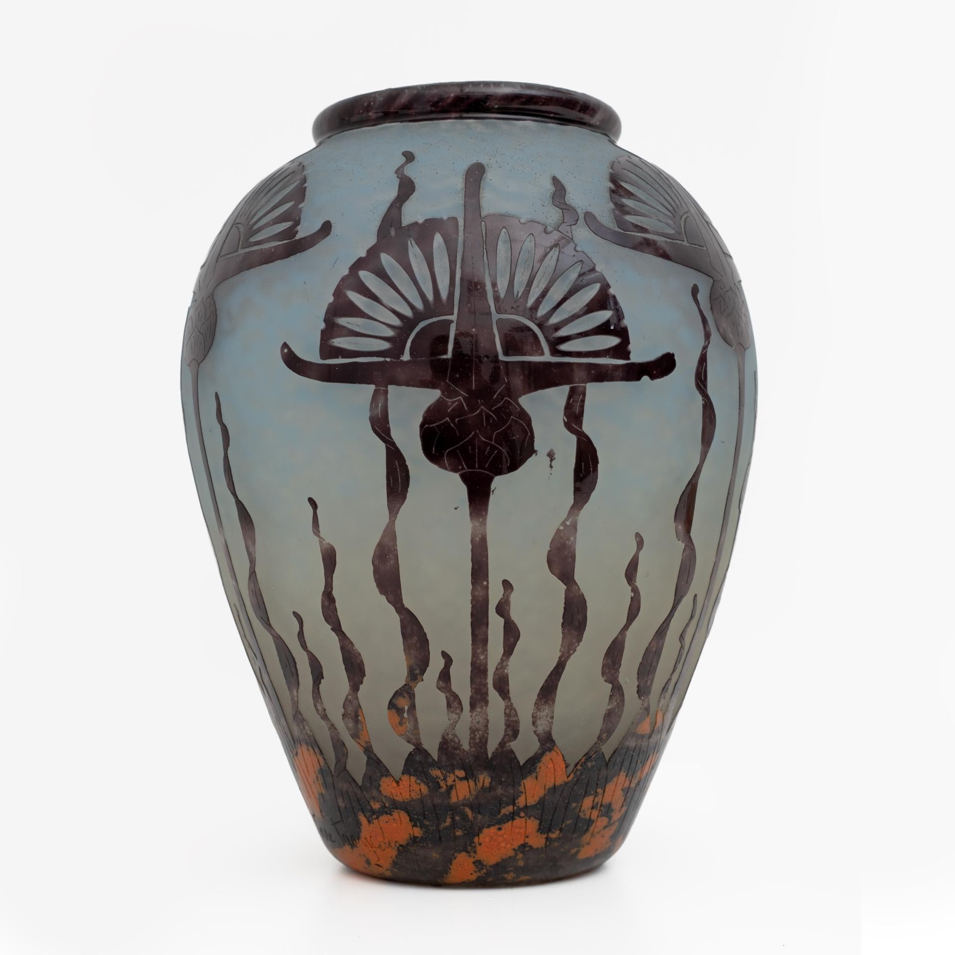 Le Verre Francais Art Nouveau Artistic Glass Vase by Charles Schneider, 1924 In Good Condition For Sale In Puglia, Puglia