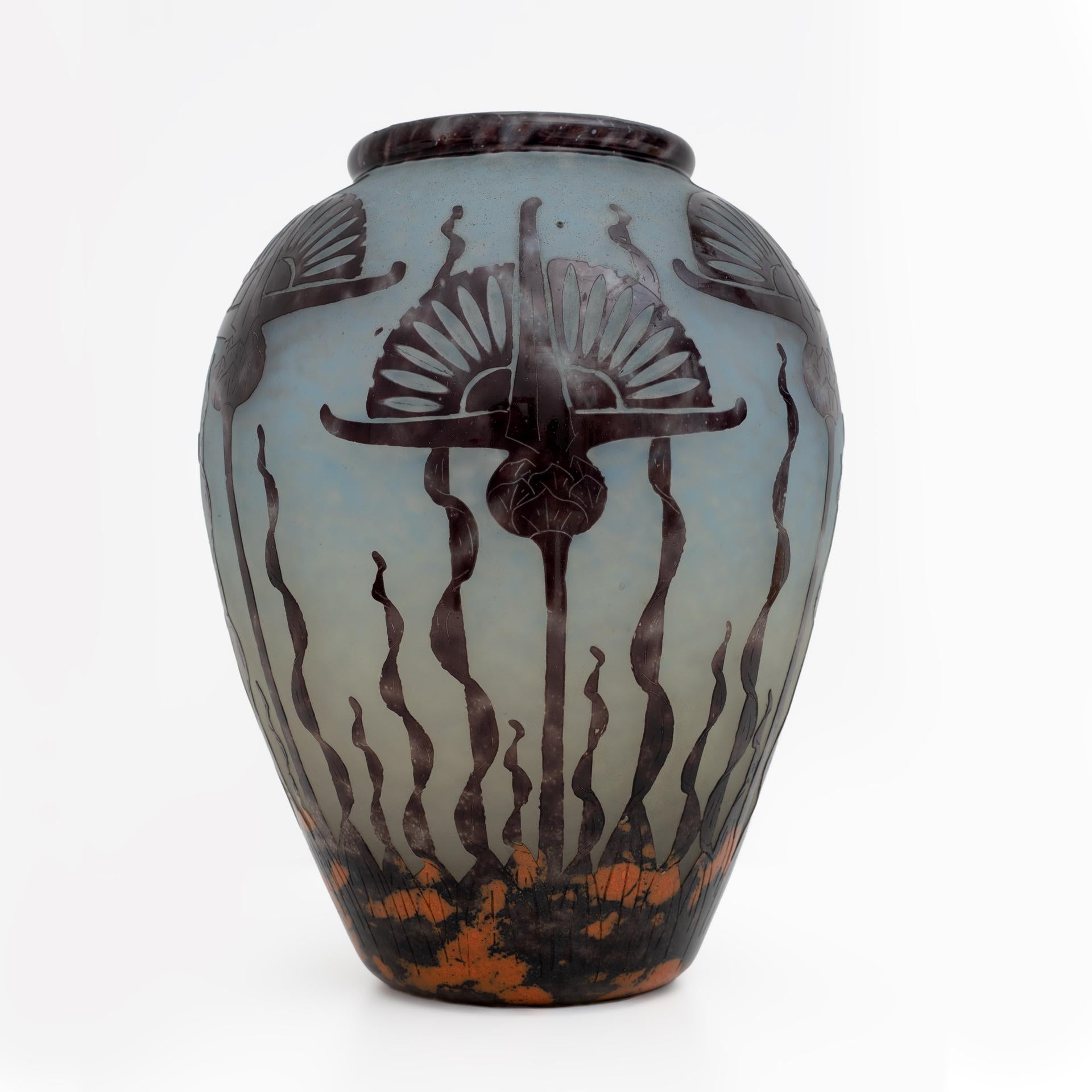 Early 20th Century Le Verre Francais Art Nouveau Artistic Glass Vase by Charles Schneider, 1924 For Sale