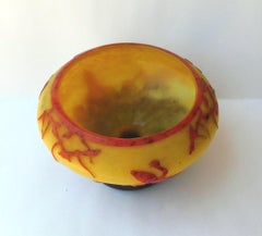 Le Verre Francais Art Nouveau/Deco Footed Cameo Glass Vase with Geckos