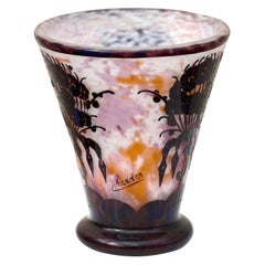 Le Verre Francais Charder Etched Glass Vase, circa 1929-1933