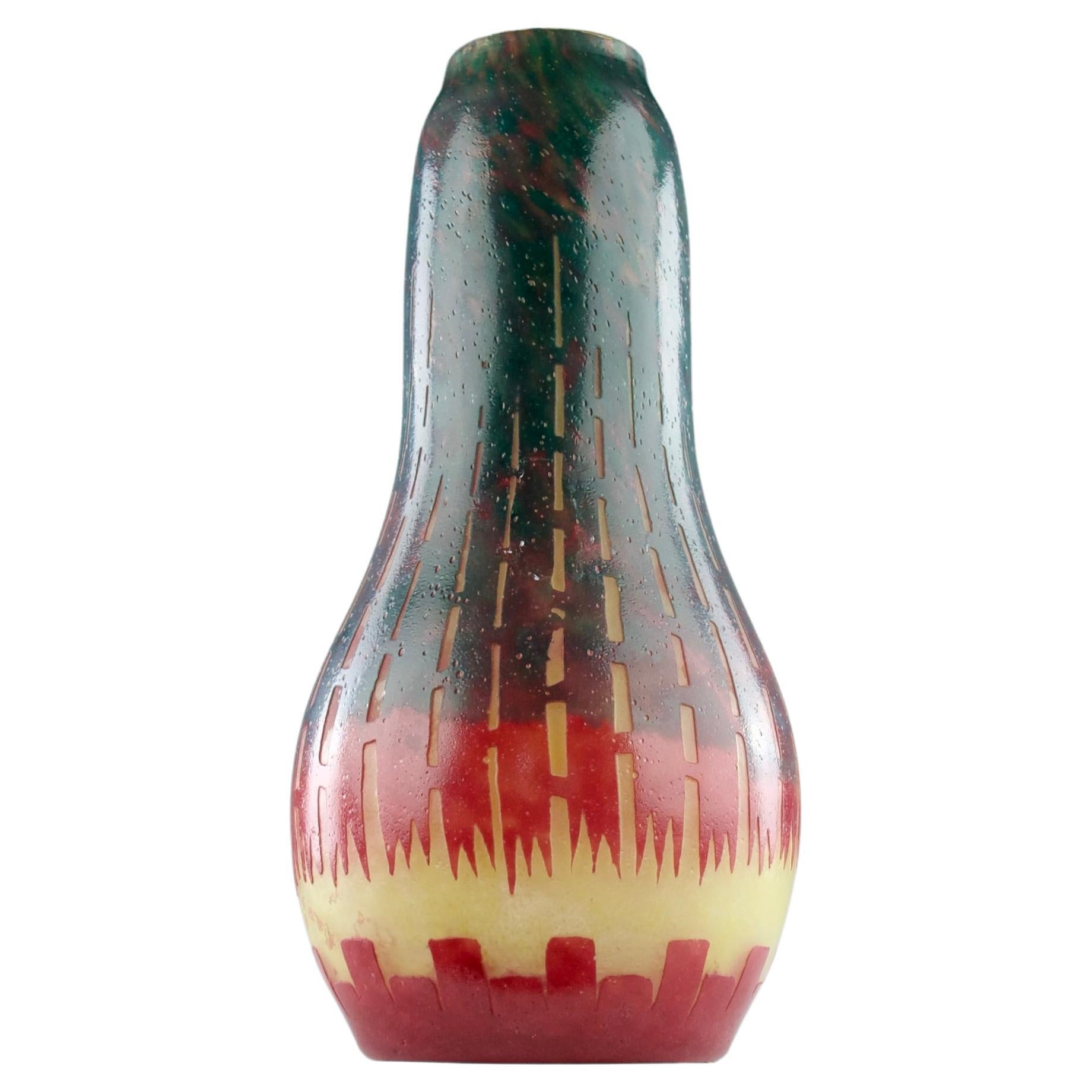 Le Verre Français, Oblong "Chicory" Vase, French Art Déco For Sale