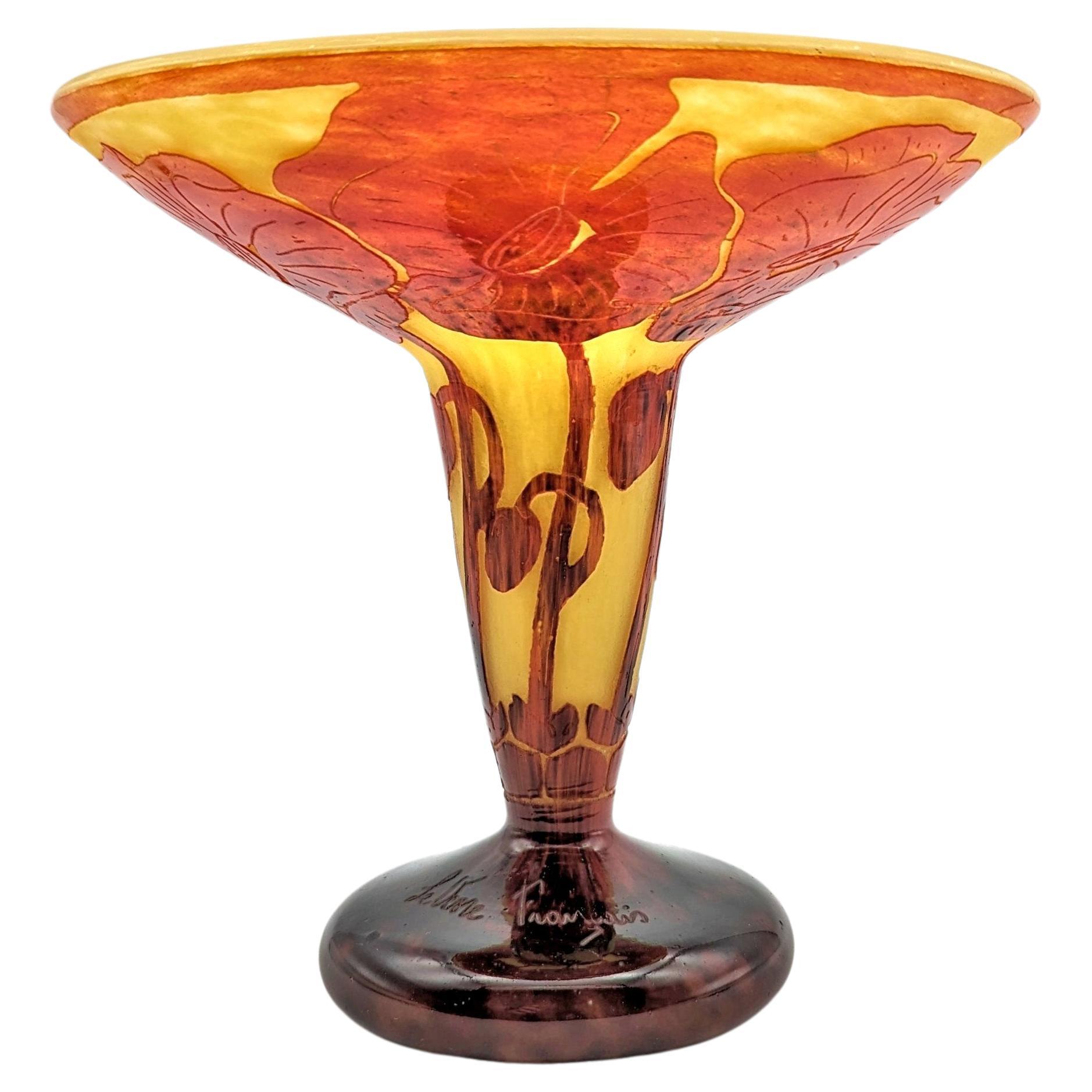 Le verre français "Pavots" art deco vessel by Charles Schneider