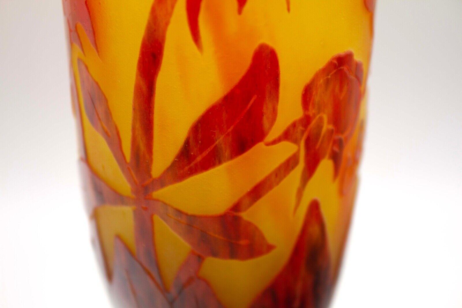 Le Verre Francais Pivoines Vase Art Nouveau Acid Etched Cameo Glass Floral For Sale 2
