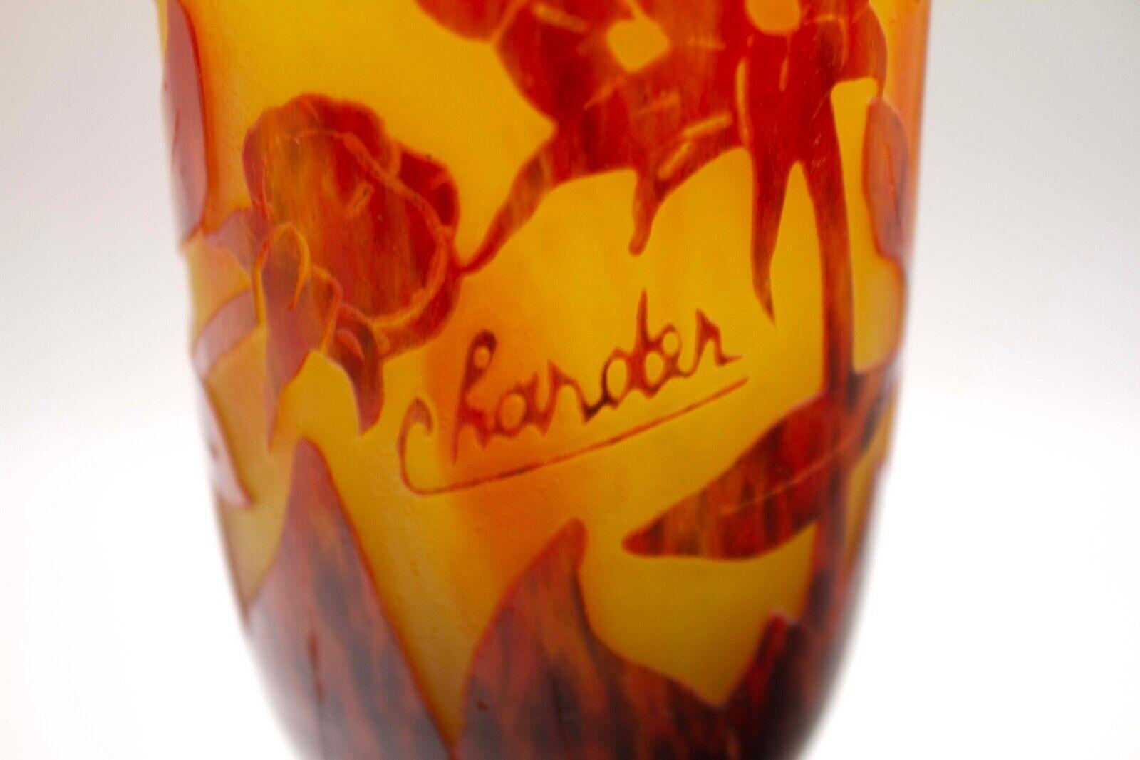 Le Verre Francais Pivoines Vase Art Nouveau Acid Etched Cameo Glass Floral For Sale 3