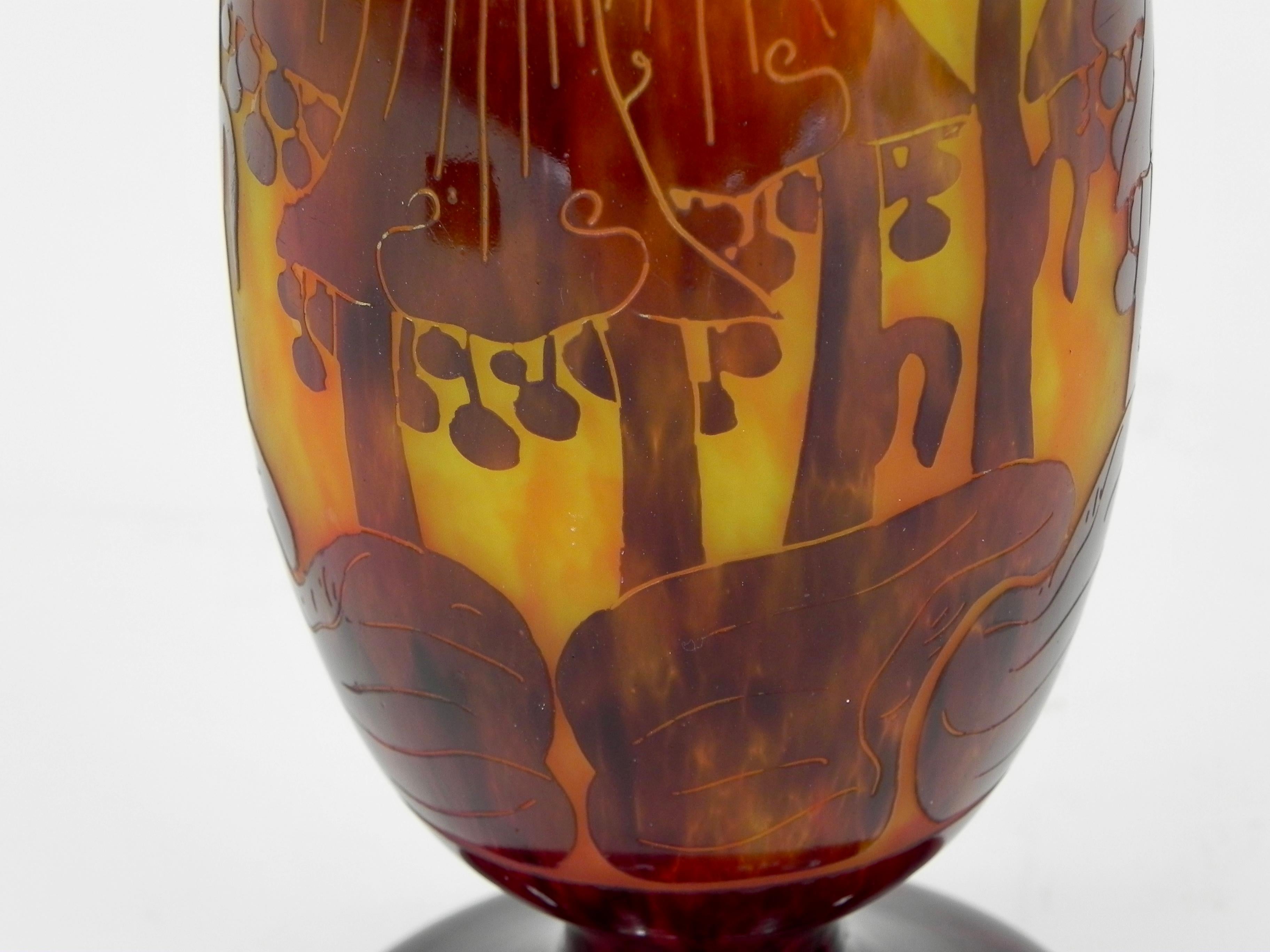 Art Deco Le Verre Francais Schneider Cameo Art Glass Bellflower Vase, ca. 1922-25 For Sale