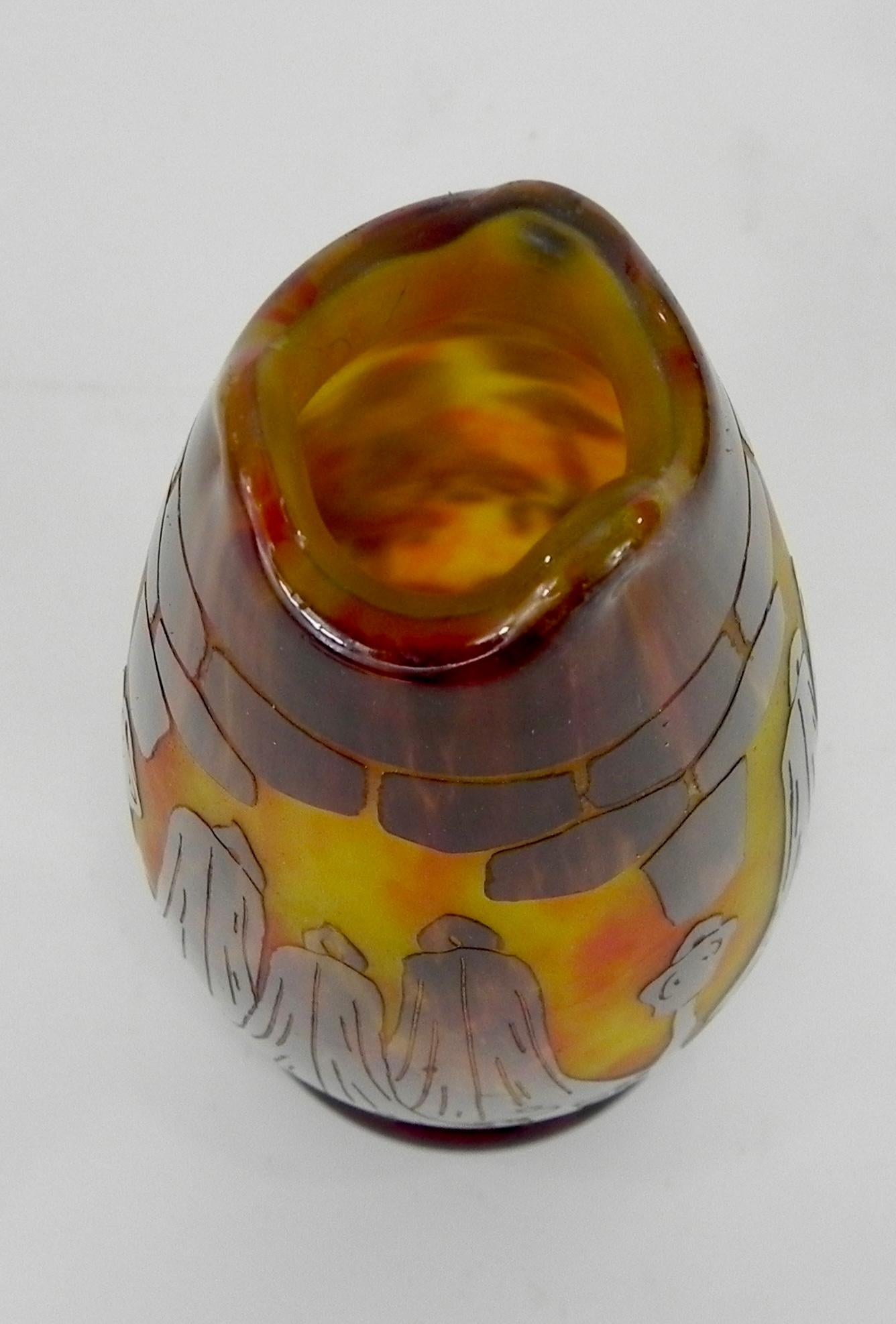 Le Verre Francais Schneider Cameo Art Glass Bellflower Vase, ca. 1922-25 For Sale 2