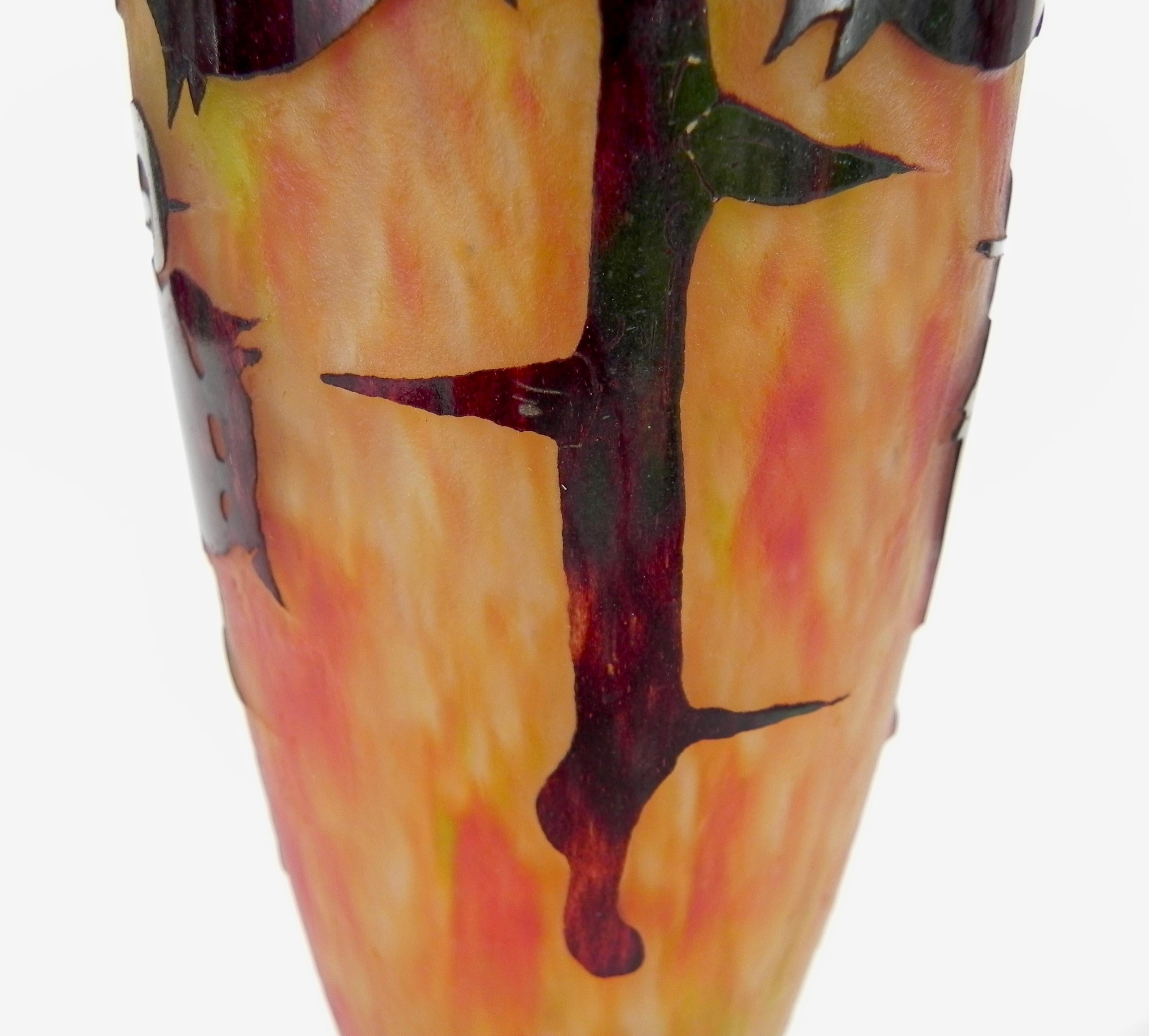 Le Verre Francais Schneider Cameo Art Glass Chestnut Vase, ca. 1922-25 For Sale 4