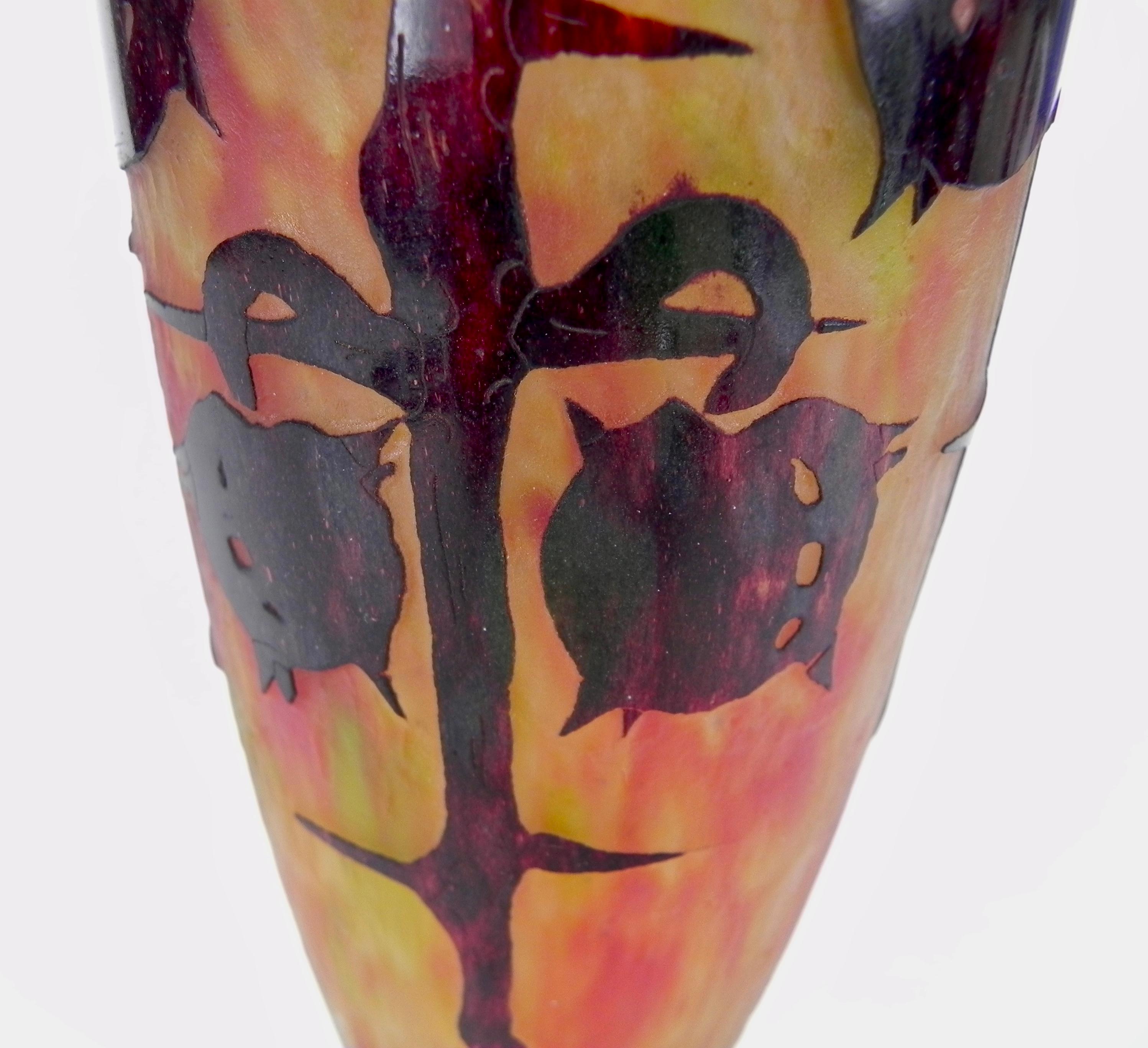 Le Verre Francais Schneider Cameo Art Glass Chestnut Vase, ca. 1922-25 For Sale 5