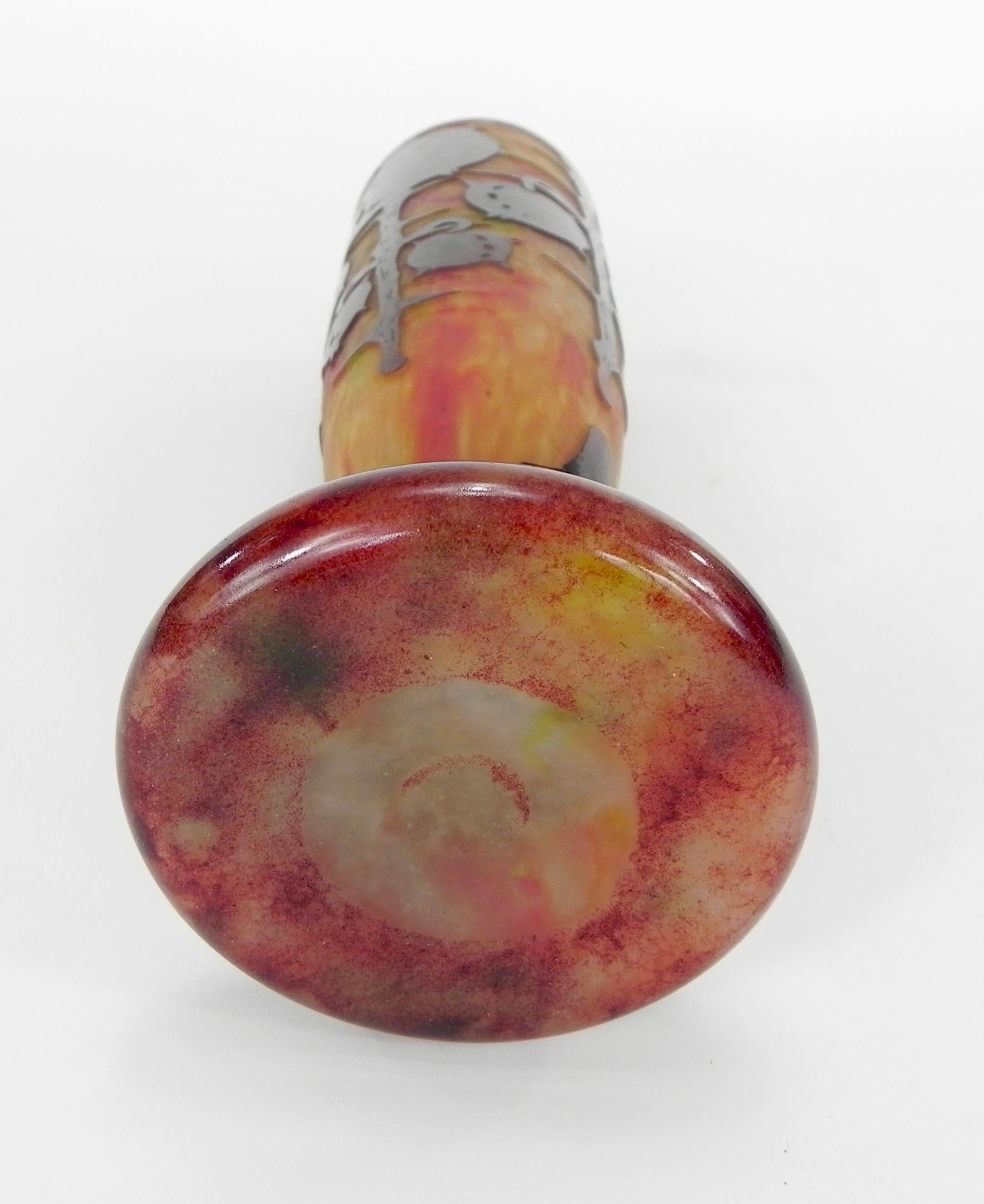 Kamee-Kunstglasvase aus Kamee-Muster von Le Verre Francais Schneider, ca. 1922-25 im Angebot 6