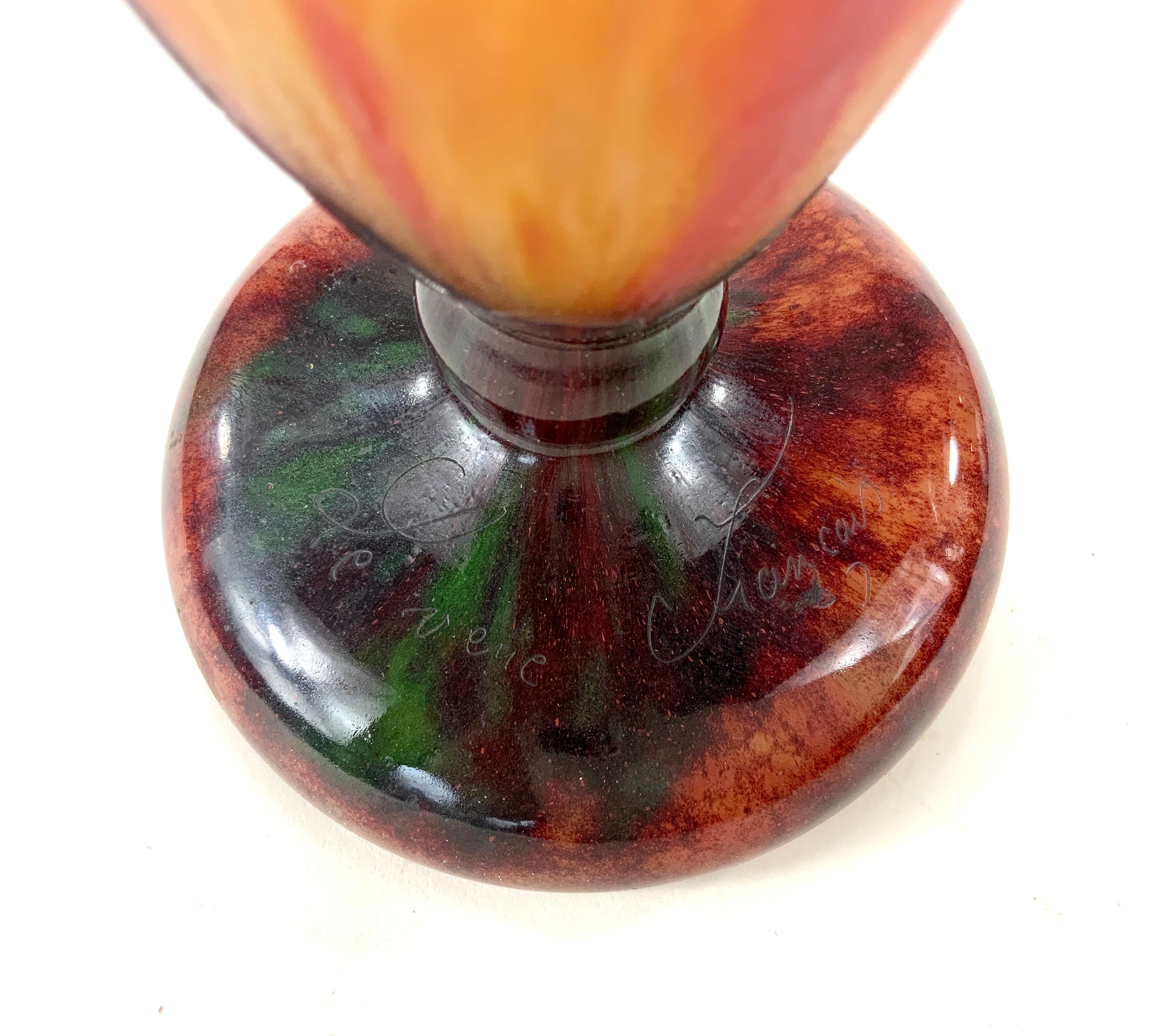Le Verre Francais Schneider Cameo Art Glass Chestnut Vase, ca. 1922-25 For Sale 8