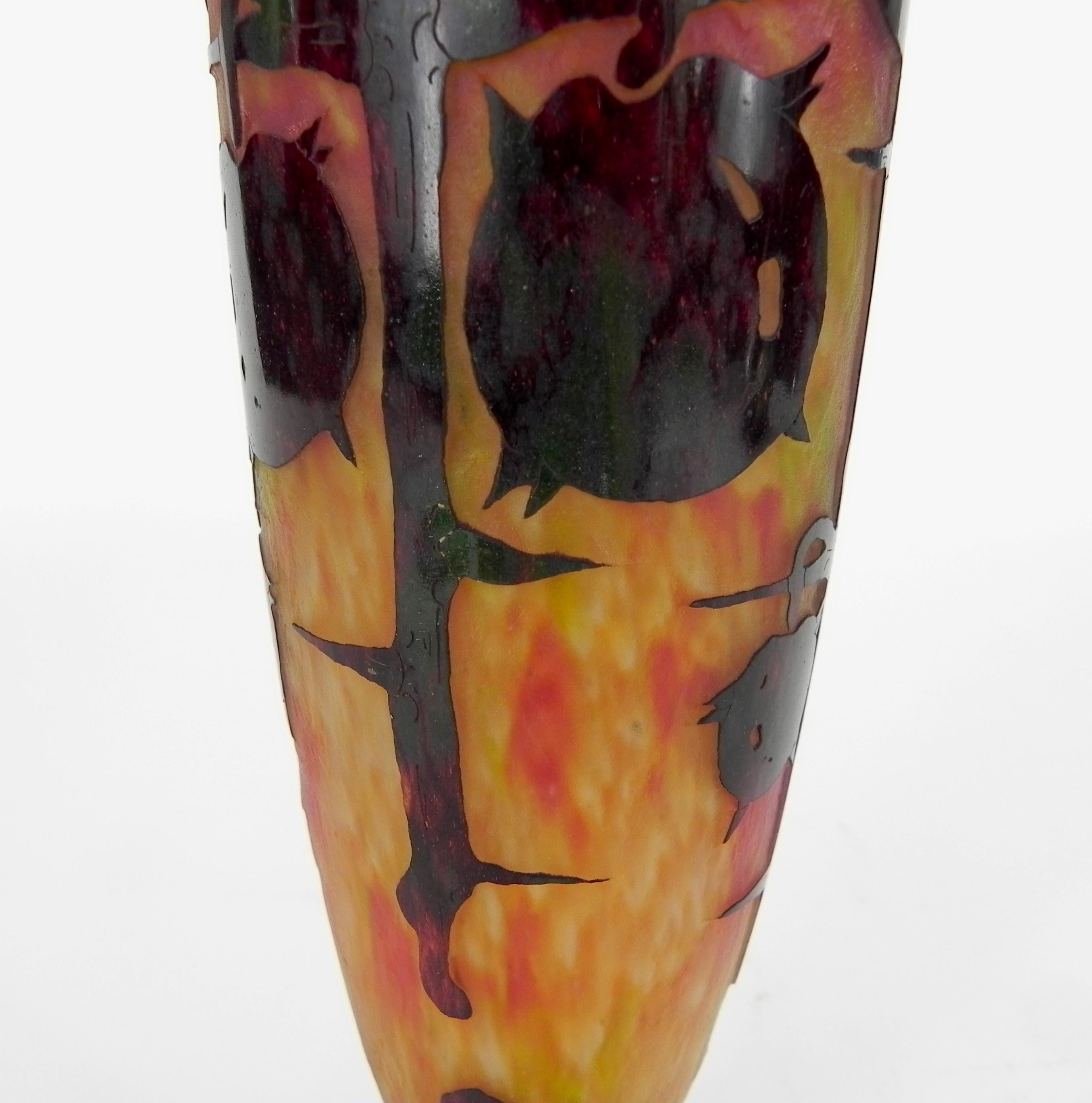Le Verre Francais Schneider Cameo Art Glass Chestnut Vase, ca. 1922-25 For Sale 2