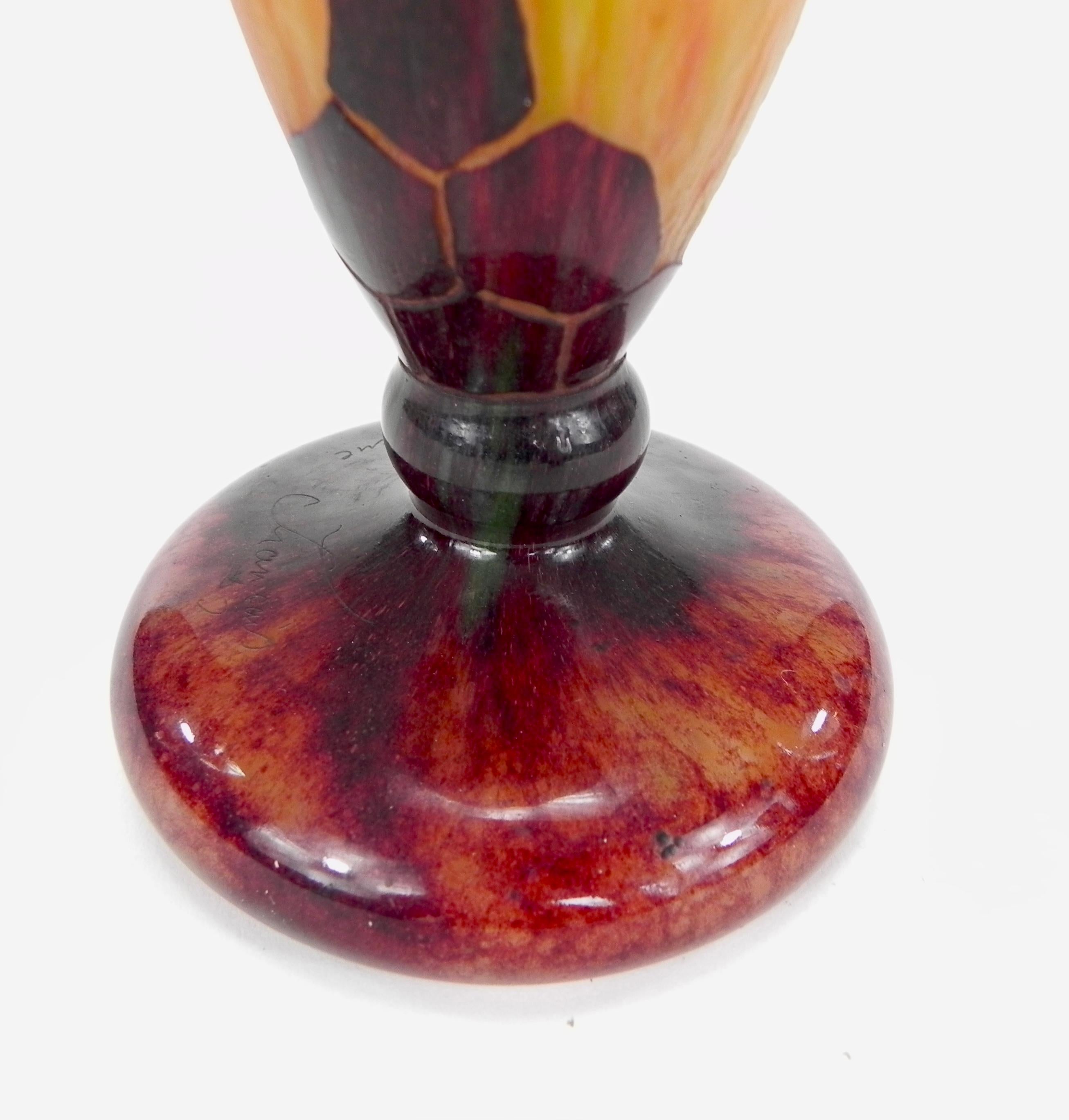 Le Verre Francais Schneider Cameo Art Glass Chestnut Vase, ca. 1922-25 For Sale 3