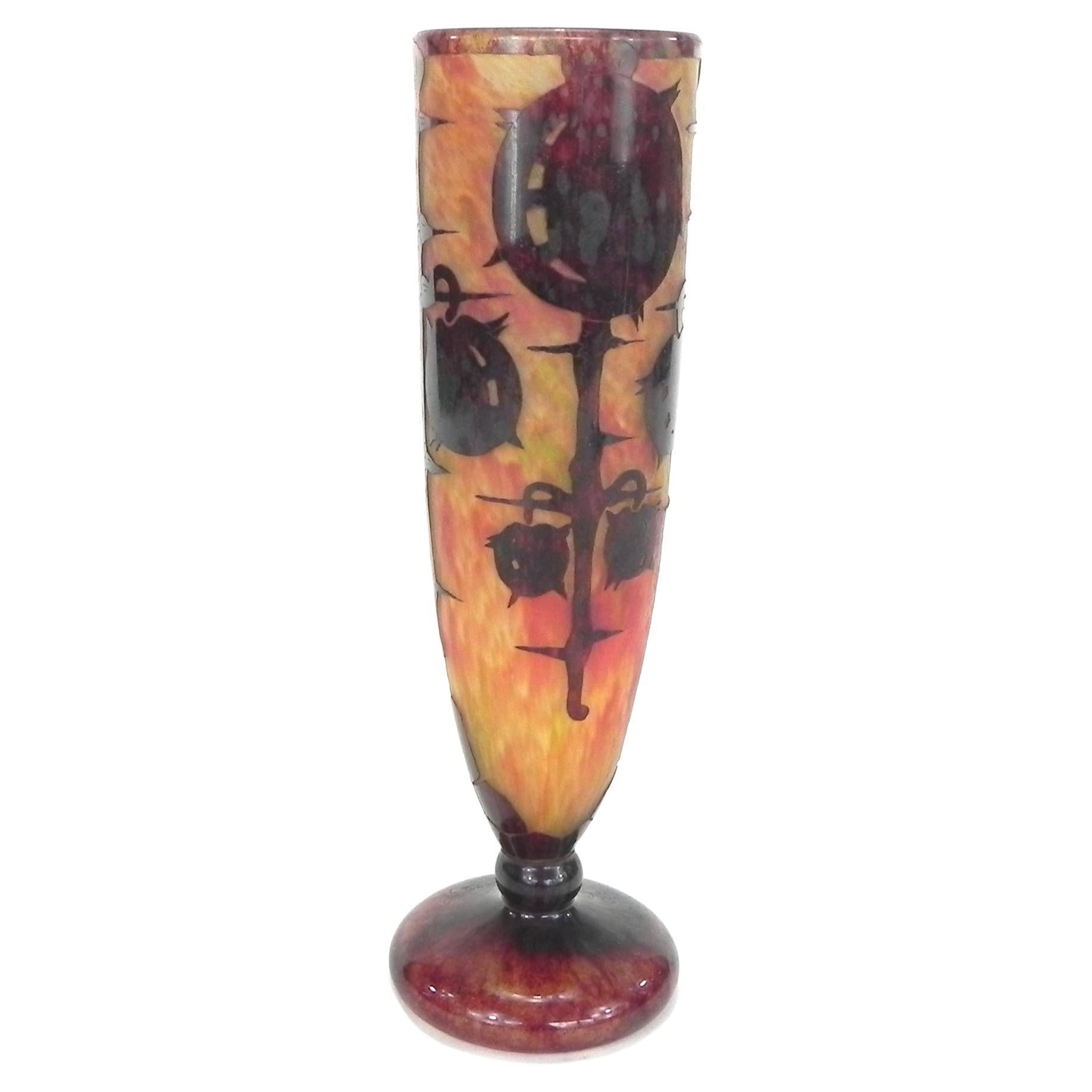 Le Verre Francais Schneider Cameo Art Glass Chestnut Vase, ca. 1922-25